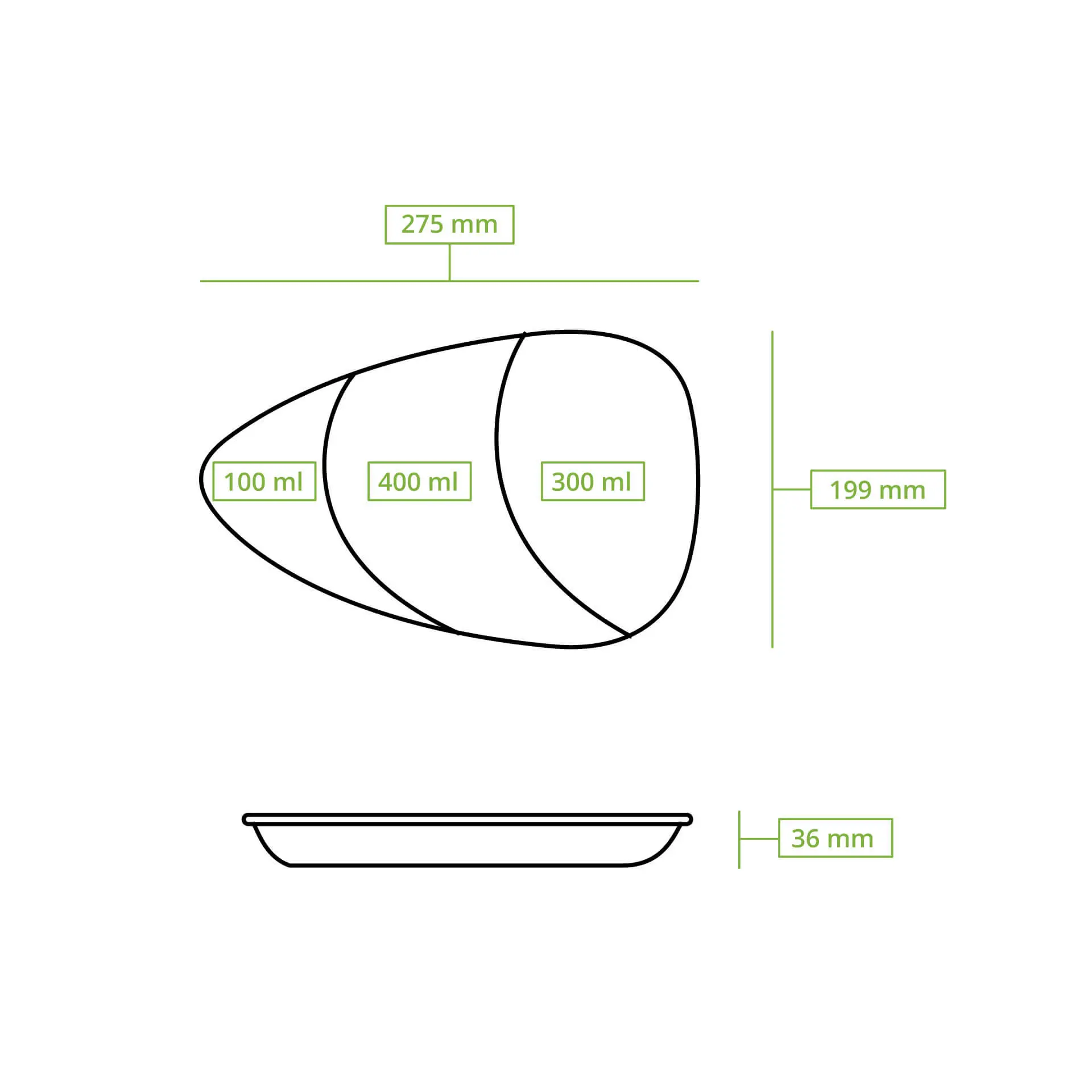 Assiette ovale réutilisable "merways Plate" 27,5 x 20 x 3,5 cm, 3 compartiments, cajou / blanc crème