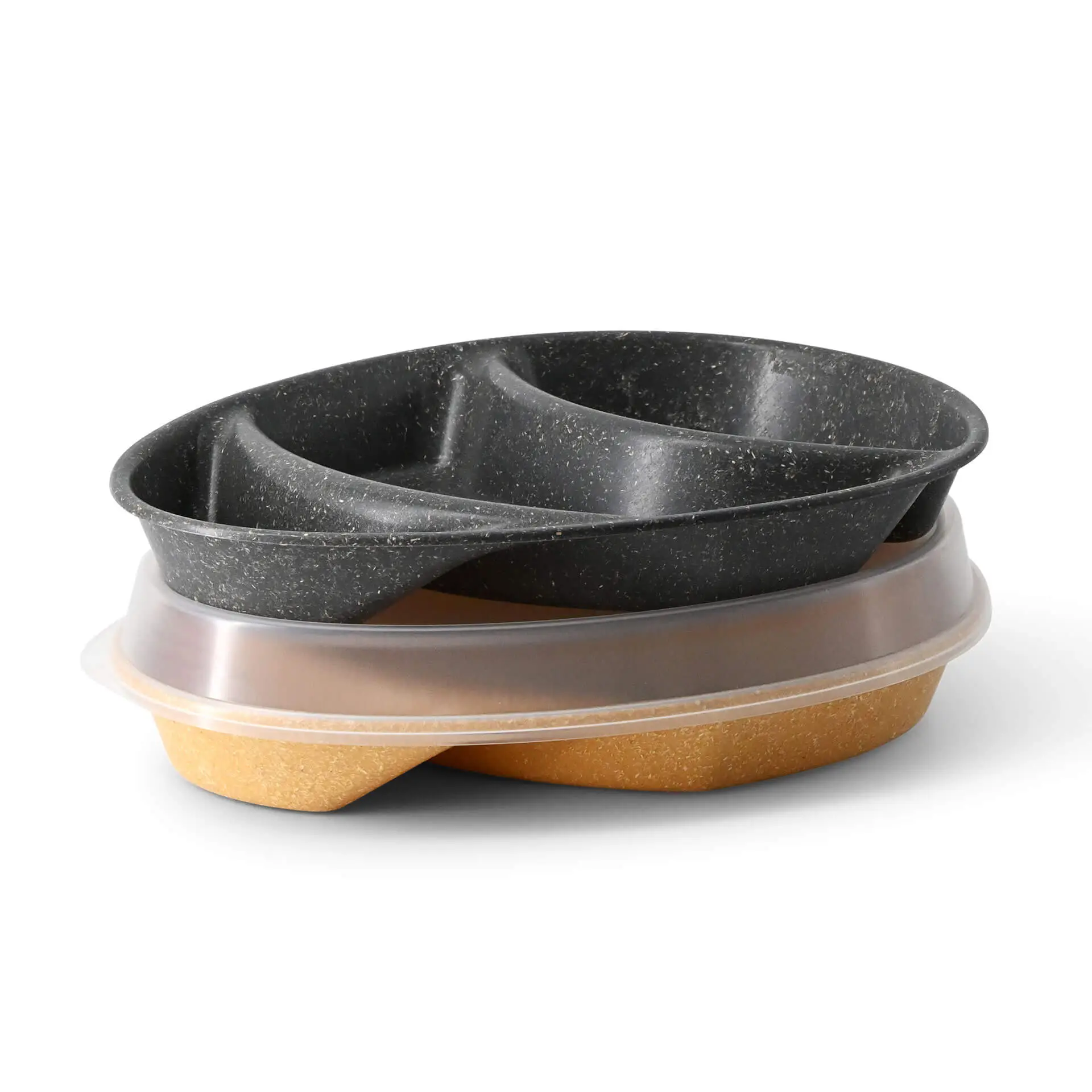 Assiette repas réutilisable « merways Plate » poivre / gris 27,5 x 20 x 3,5 cm, 3 compartiments, ovale