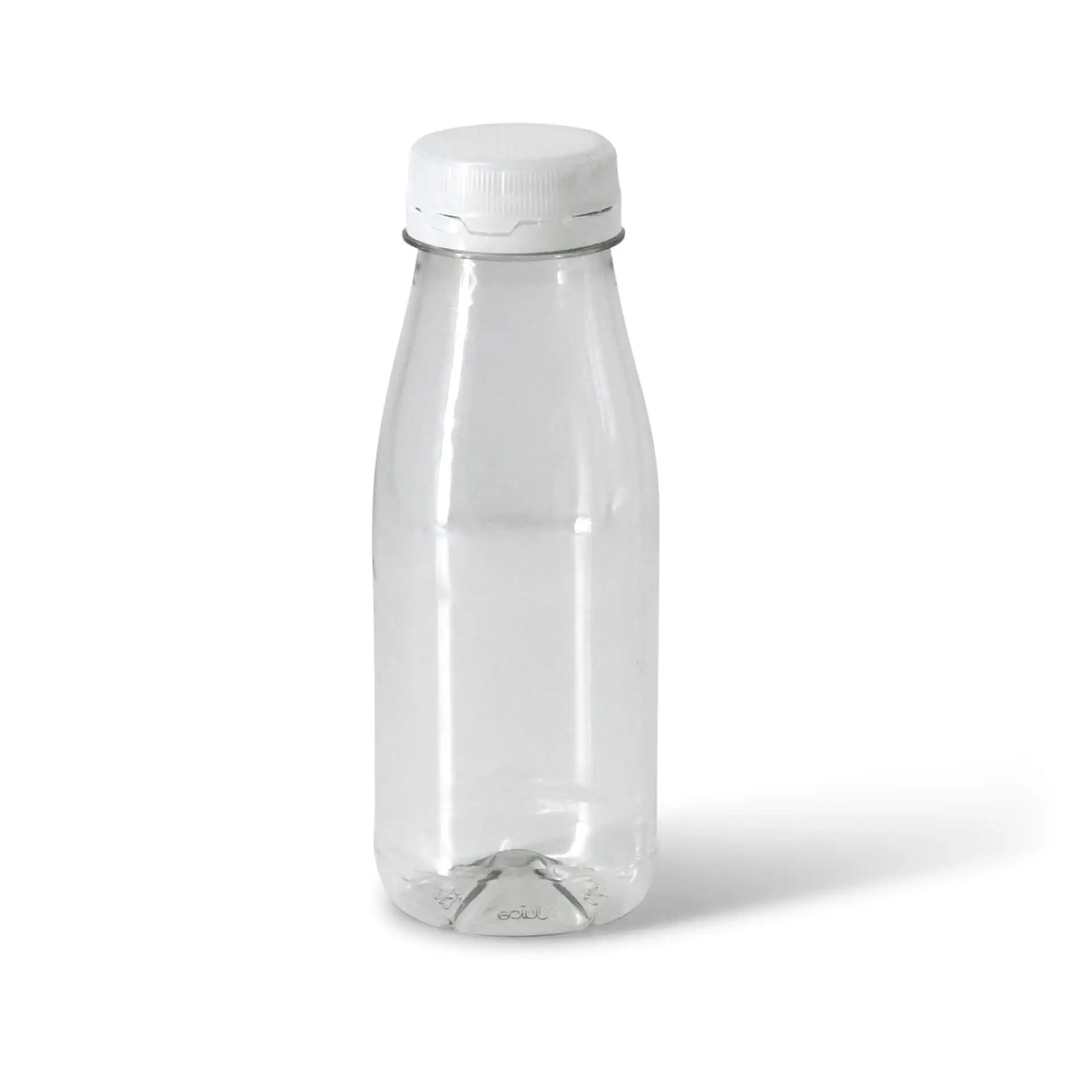 Bouteille en rPET 250 ml, transparente, bouchon blanc