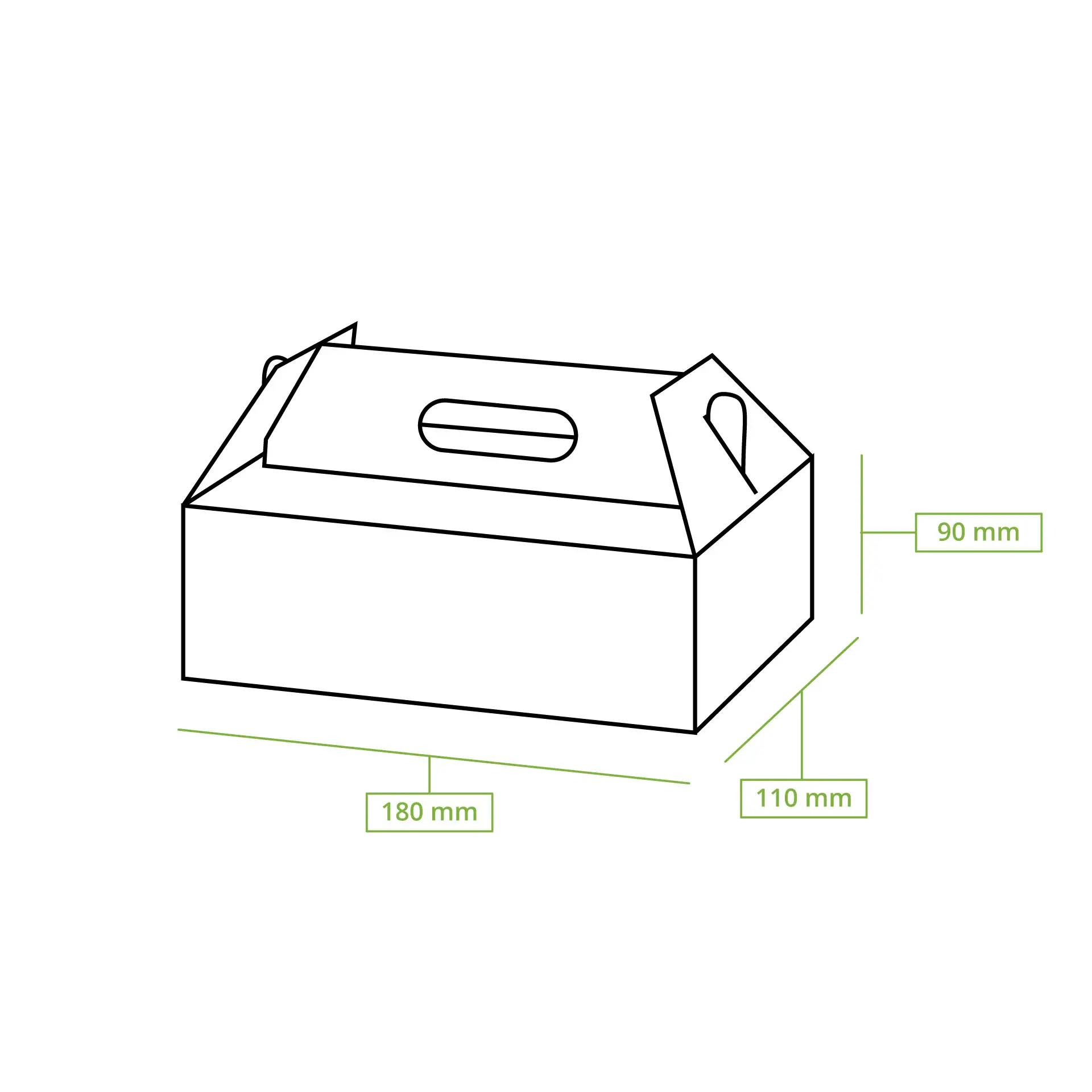 Boîtes à pâtisserie en carton avec poignée S, 18 x 11 x 9 cm, brun, pliable