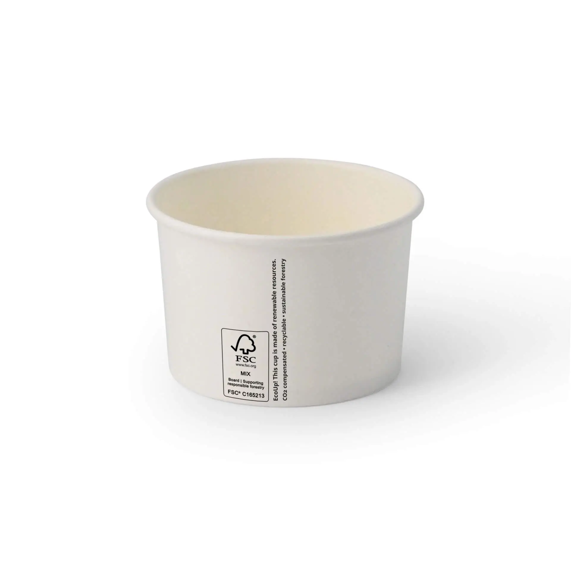 Pot à glace en carton M, 200 ml, max. 9,5 oz (revêtu de PE), Ø 92 mm, Blanc