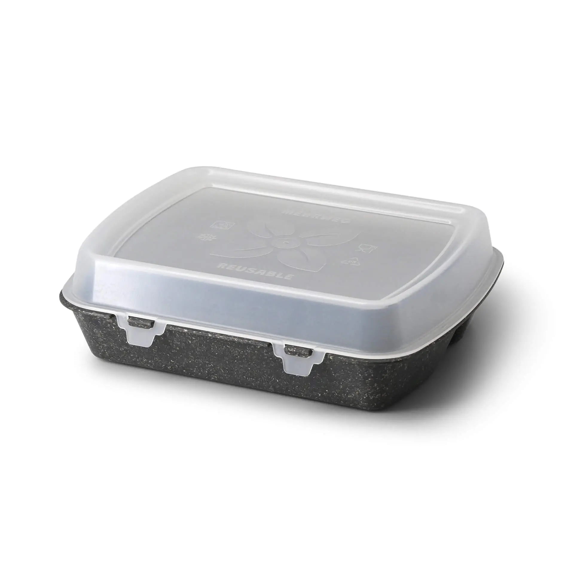 Contenant réutilisable « merways Box » poivre / gris 24,5 x 20 x 4,5cm, 3 compartiments, HP4/3