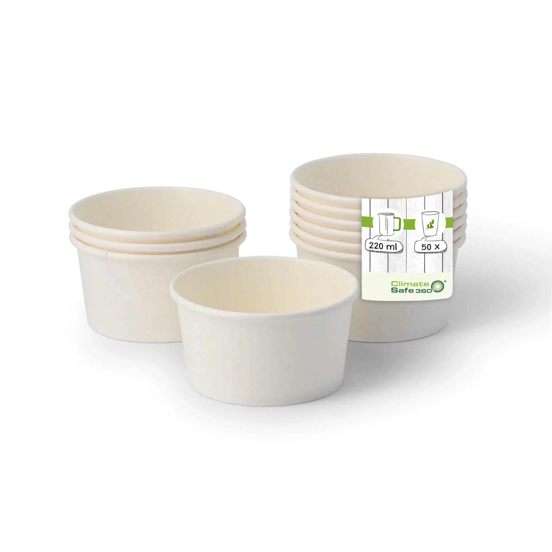 Pot à glace en carton S, 6 oz, max. 7,5 oz, Ø 92 mm, blanc