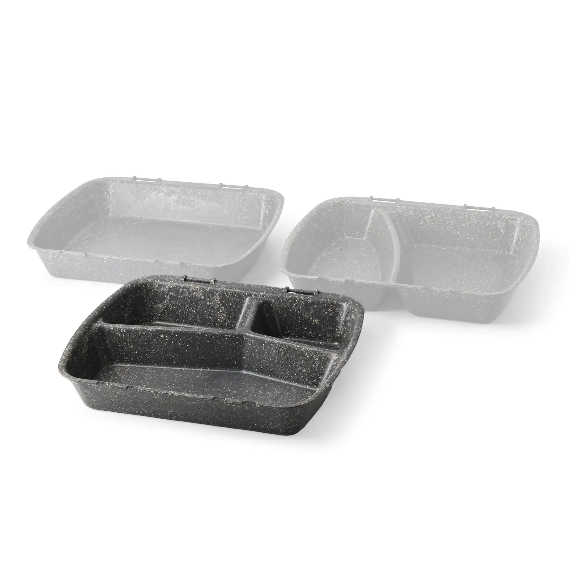 Contenant réutilisable « merways Box » poivre / gris 24,5 x 20 x 4,5cm, 3 compartiments, HP4/3