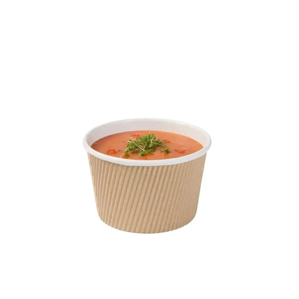 Pot à soupe en carton ondulé brun, 375 ml / 17 oz, Ø 116 mm