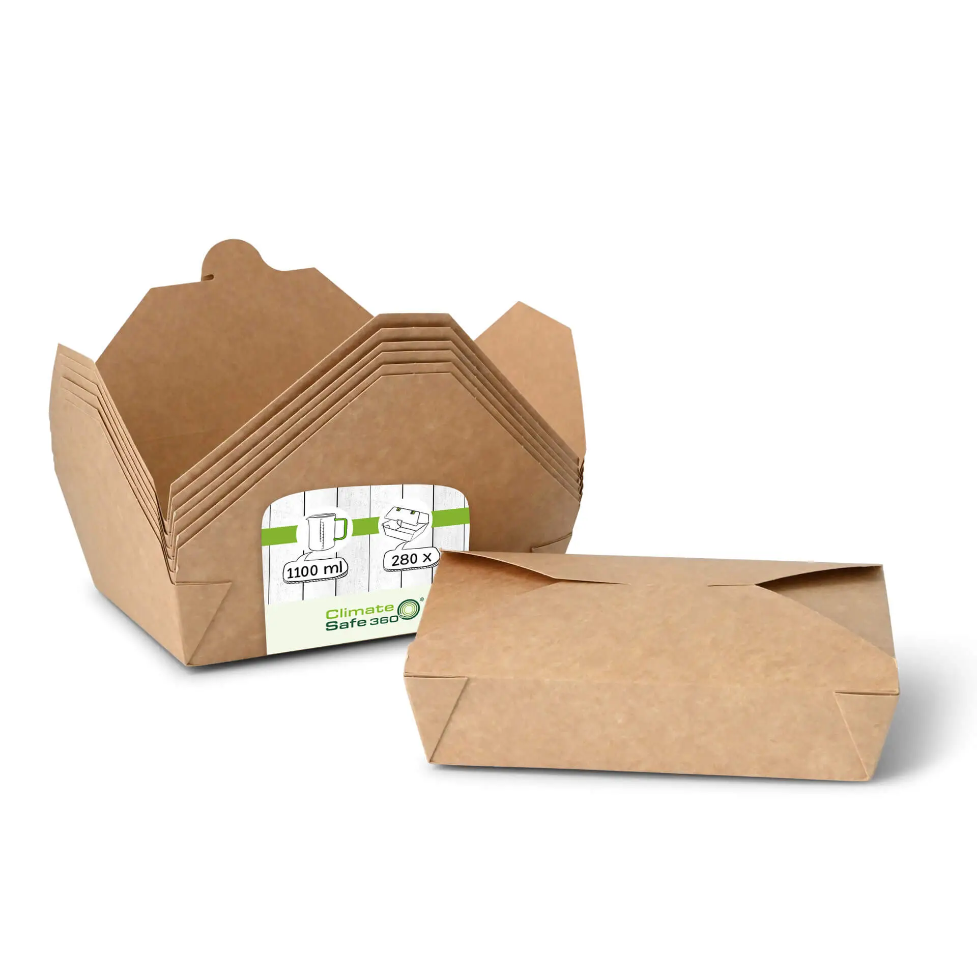 Boite repas à emporter en carton kraft brun, 1100 ml