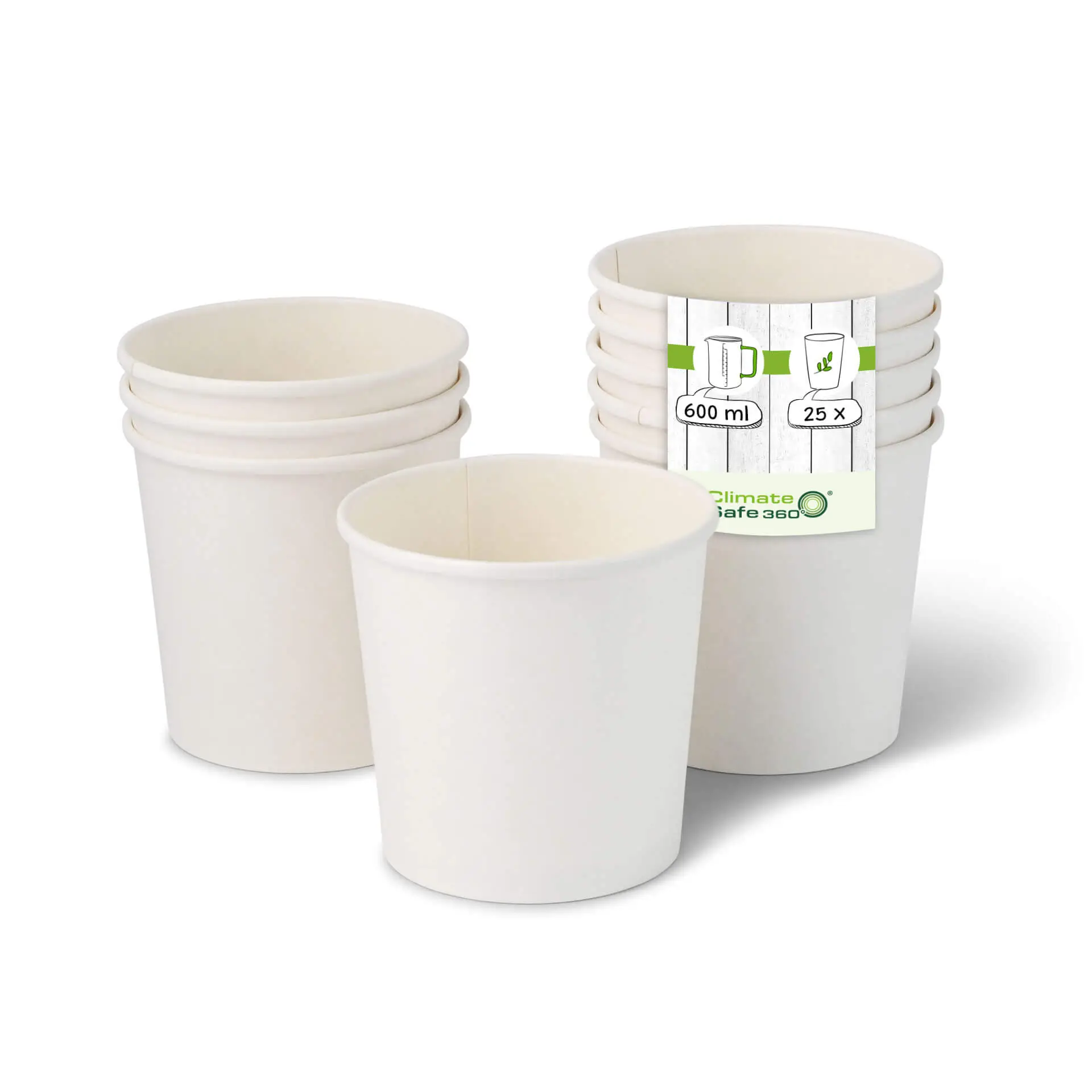 Pot premium en carton blanc, 600 ml / 24 oz, Ø 115 mm