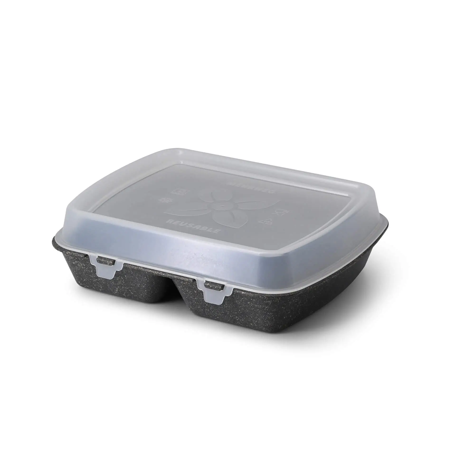 Contenant réutilisable « merways Box » poivre / gris 24,5 x 20 x 4,5cm, 2 compartiments, HP4/2