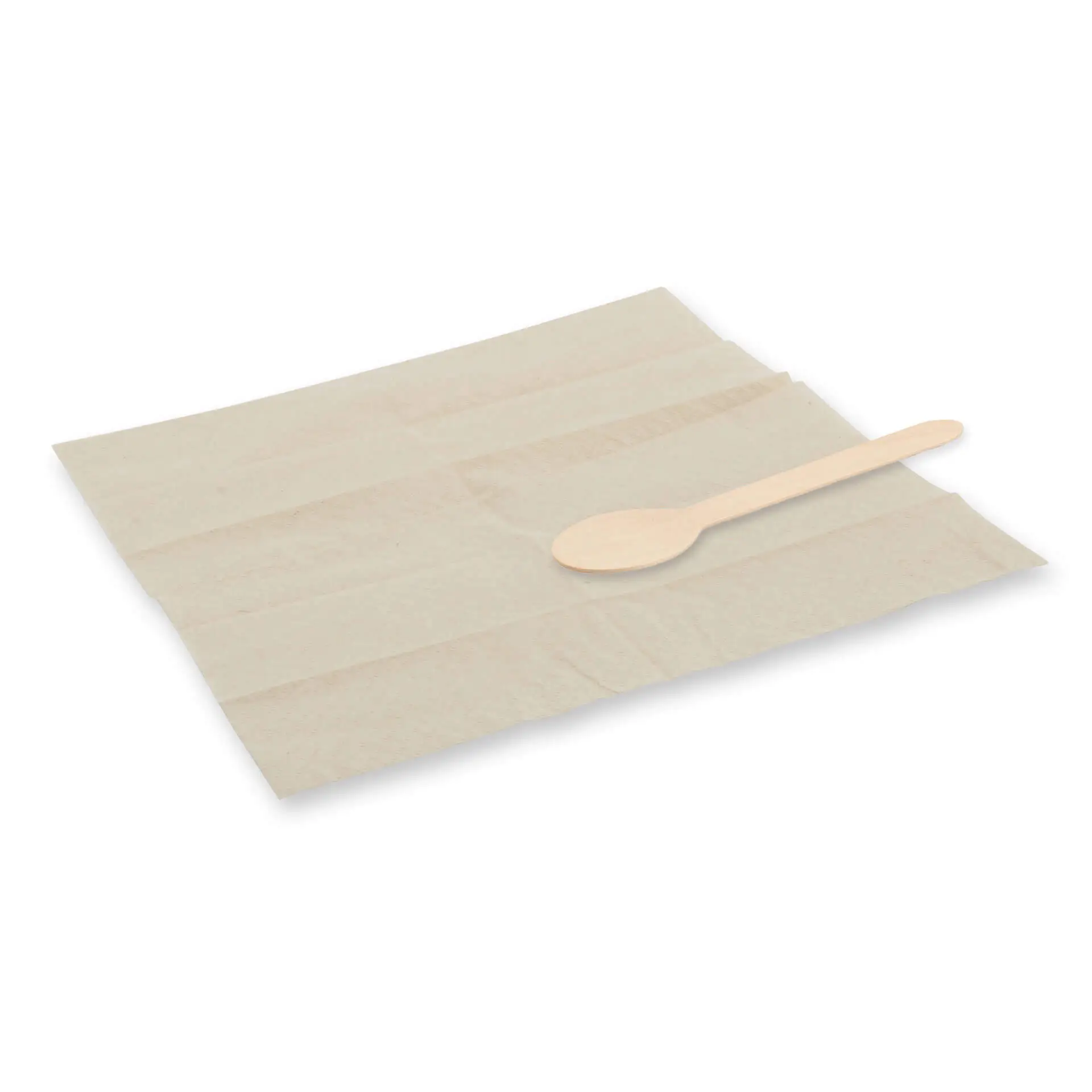 Kit de couverts en bois cuillère & serviette, 16 cm, revêtement bio