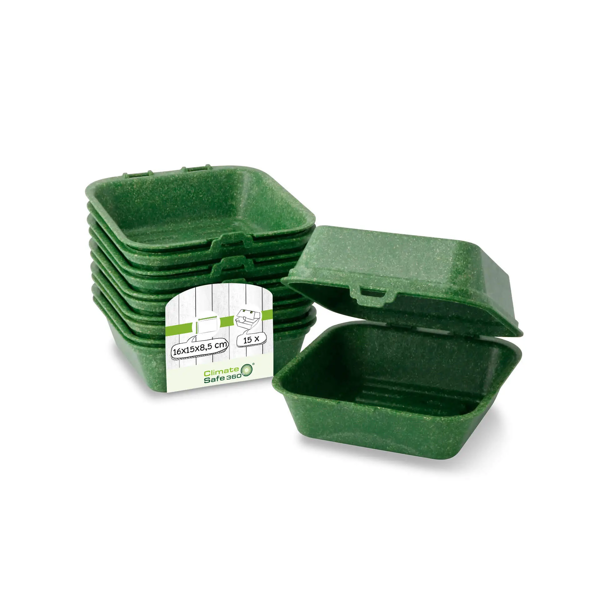 Boîte à burger réutilisable "merways Box" épinard / vert foncé 16 x 15 x 8,5 cm