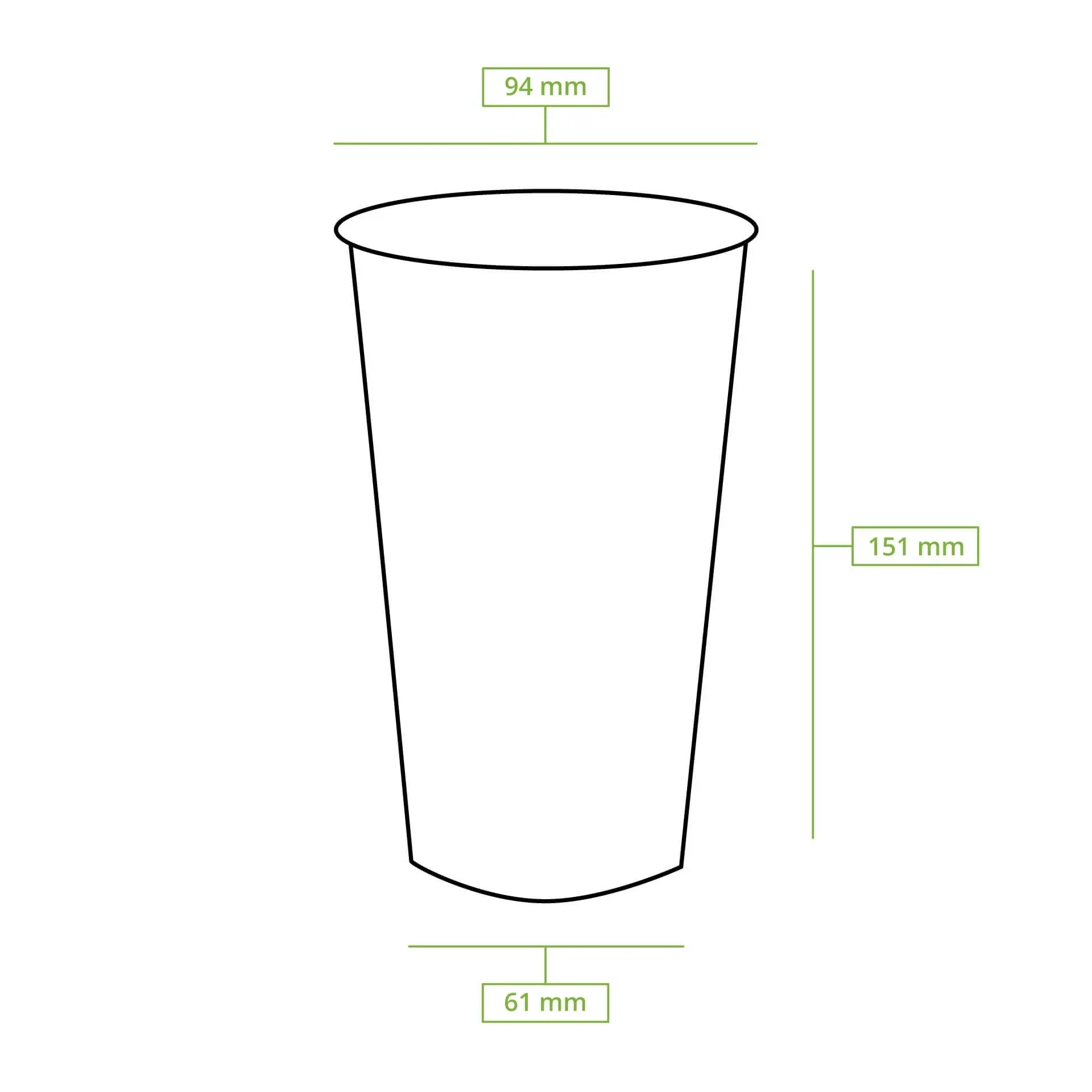 Gobelet transparent en rPET 50 cl / 20 oz, Ø 95 mm