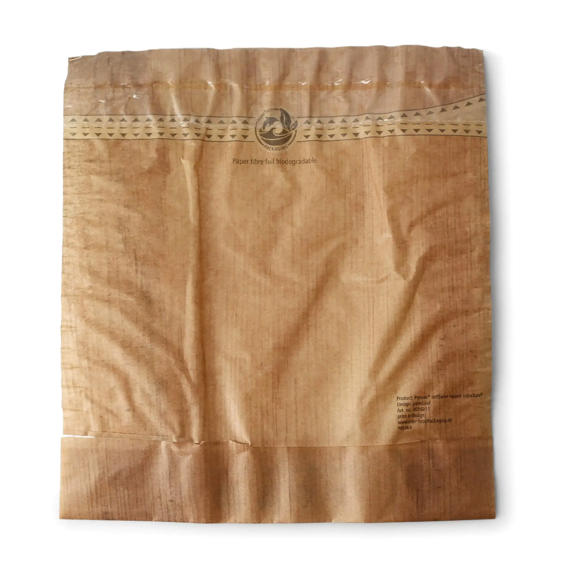 Sac papier pour snack, film bio 17,5 x 20 cm, motif feuille de palmier