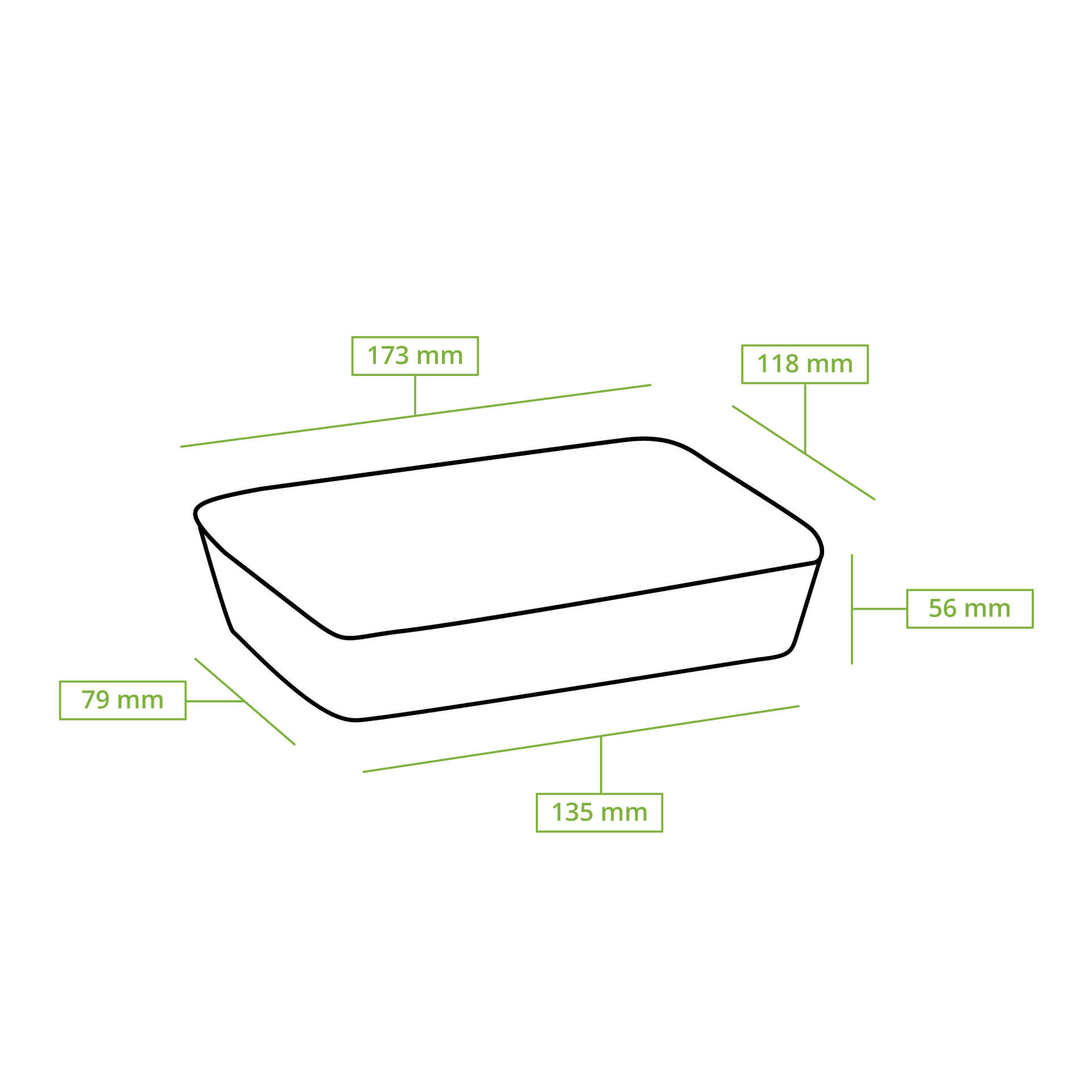 Zuckerrohr Schalen 17 x 12 x 6 cm, 650 ml, rechteckig