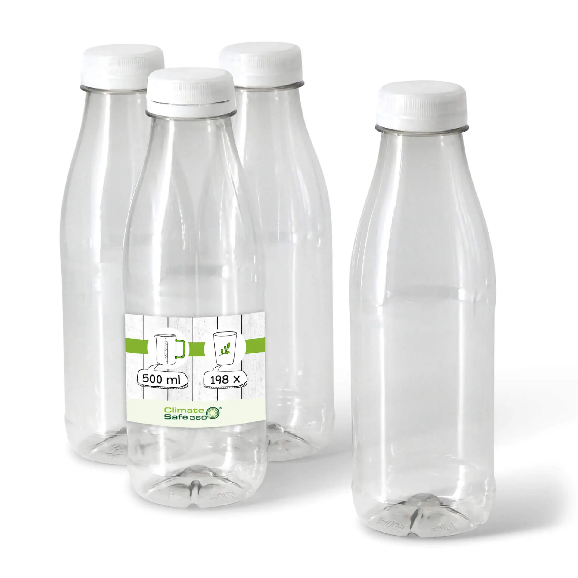 Bouteille en rPET  500 ml, transparente, bouchon blanc