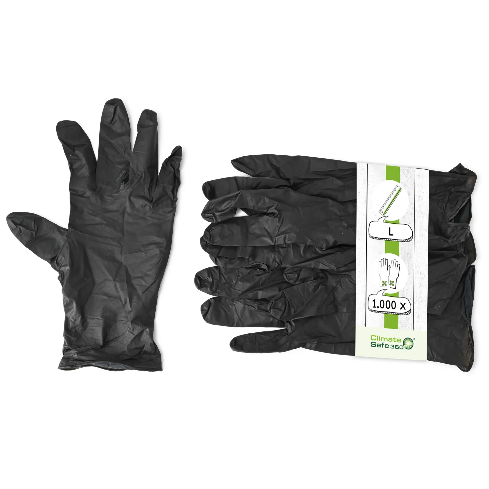 Gants en nitrile, noirs, taille L, sans poudre