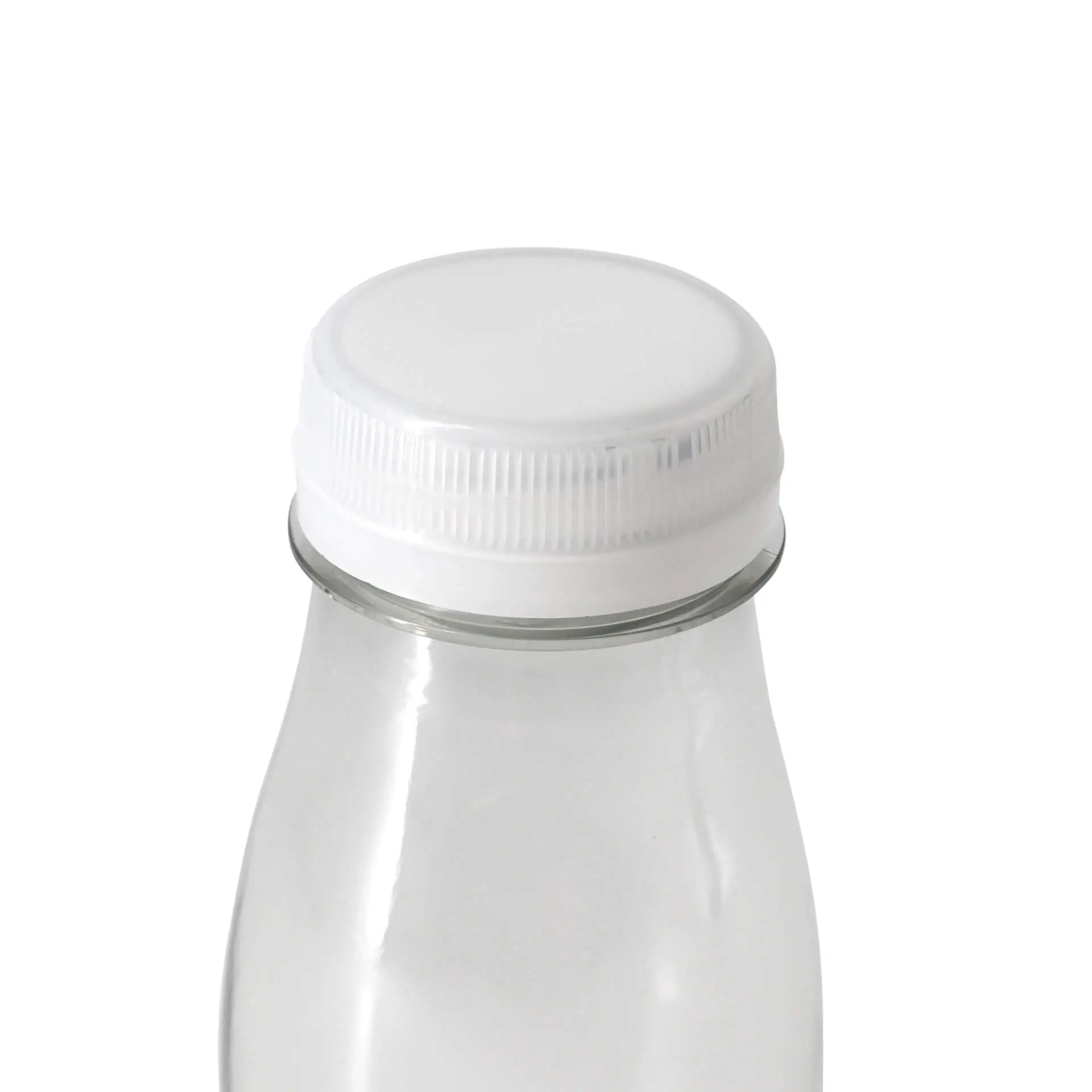 Bouteille en rPET 250 ml, transparente, bouchon blanc