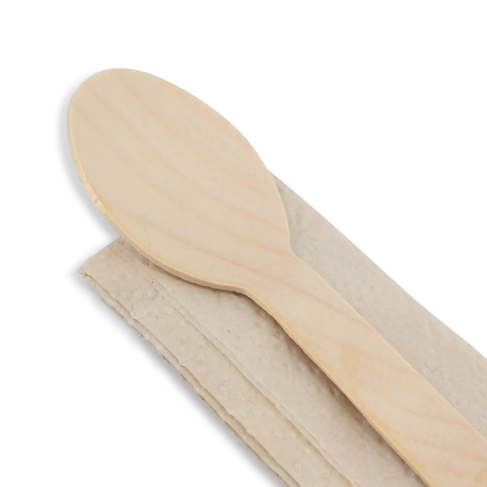 Kit de couverts en bois cuillère & serviette, 16 cm, revêtement bio