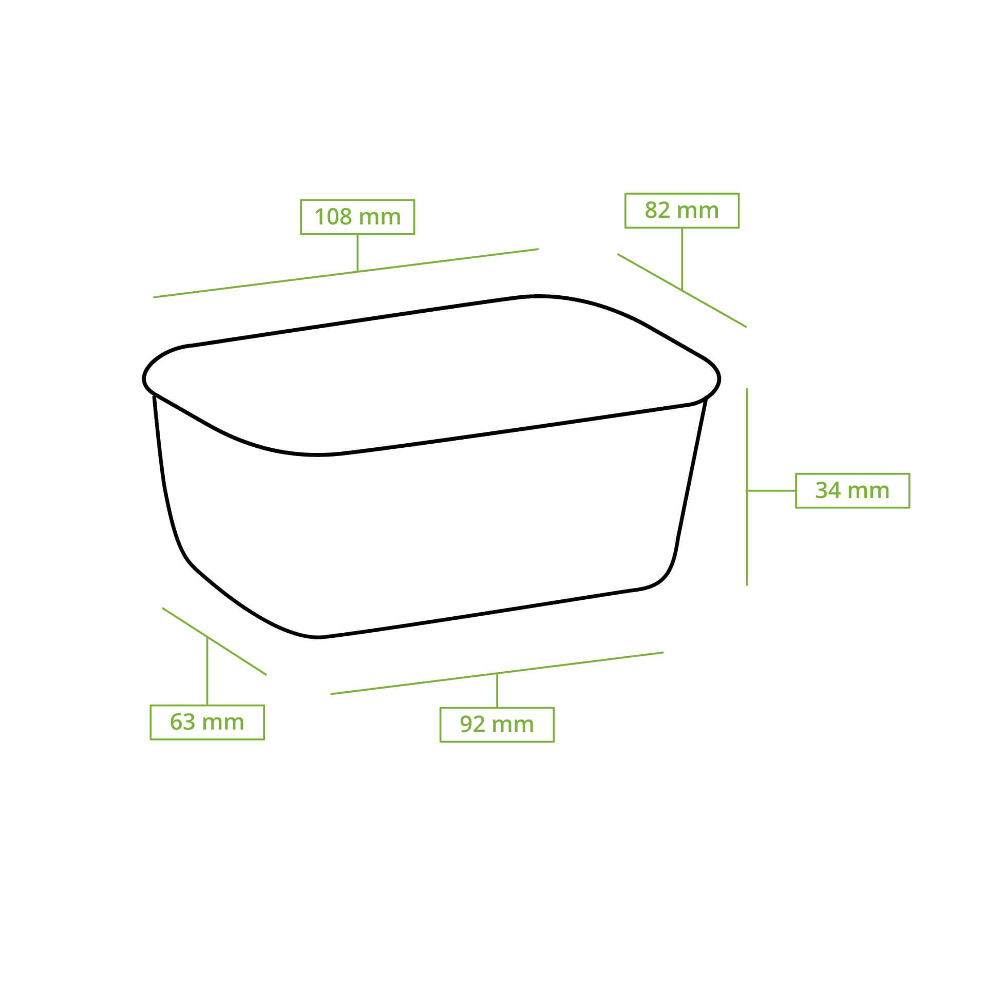 Verpackungsbecher 150 ml, 11 x 8 x 3,5 cm, braun, rechteckig