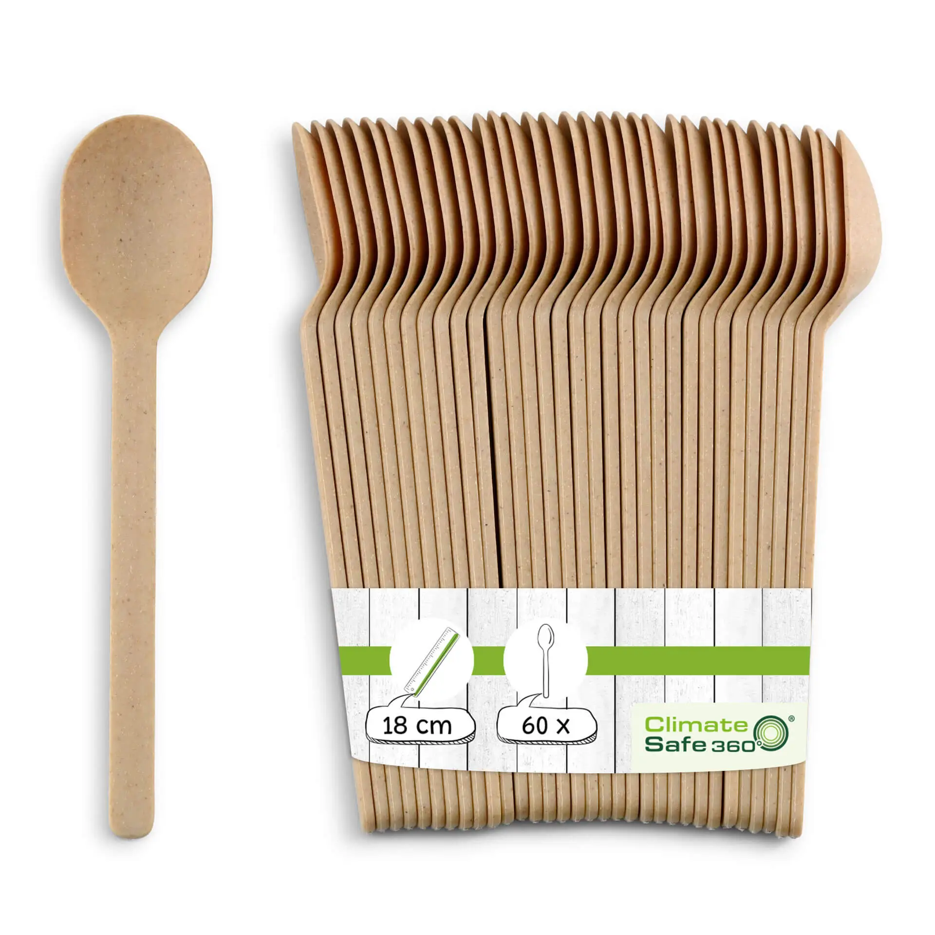 Cuillères réutilisables "merways Cutlery" 18 cm, naturel