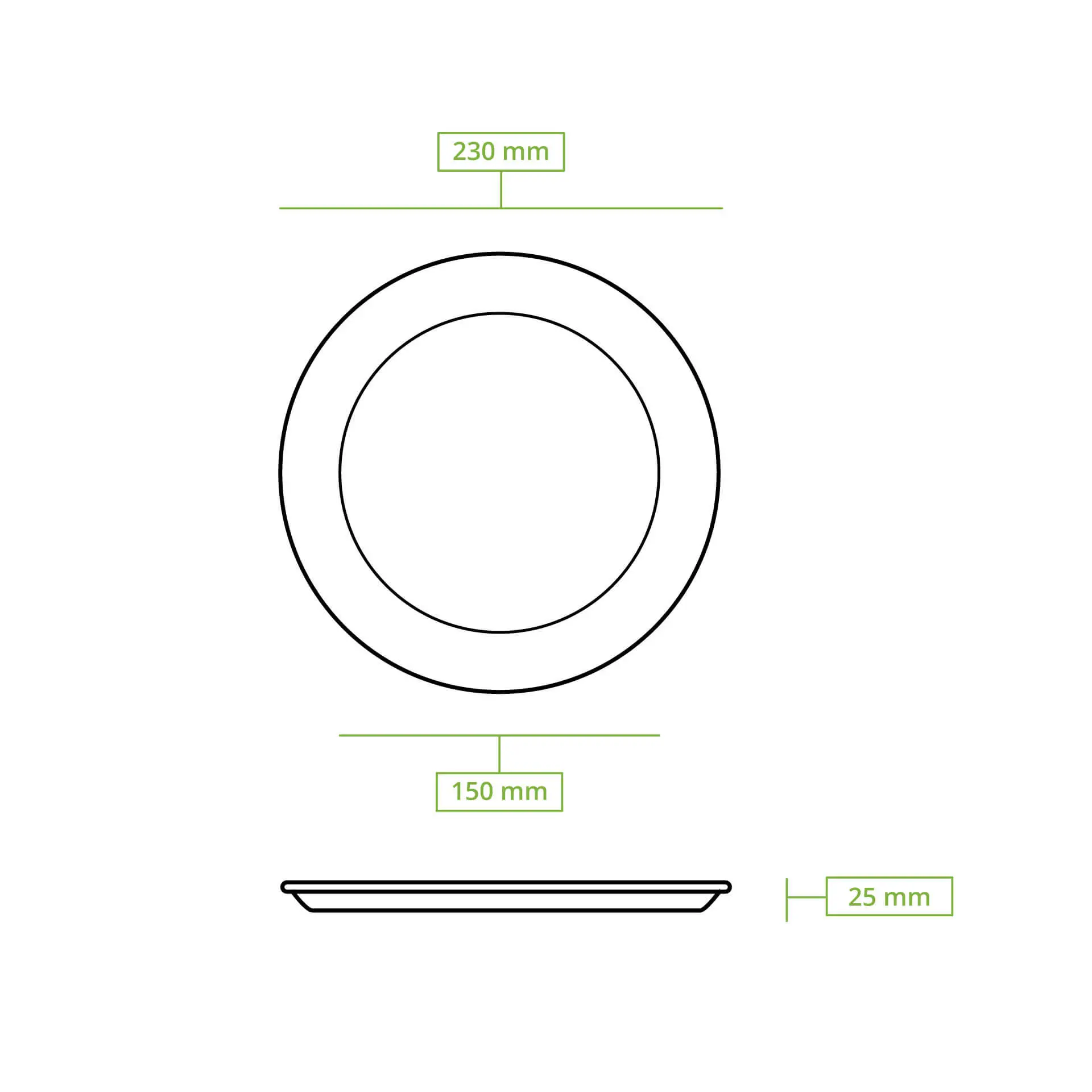 Assiette en carton Ø 23 cm, brun, ronde