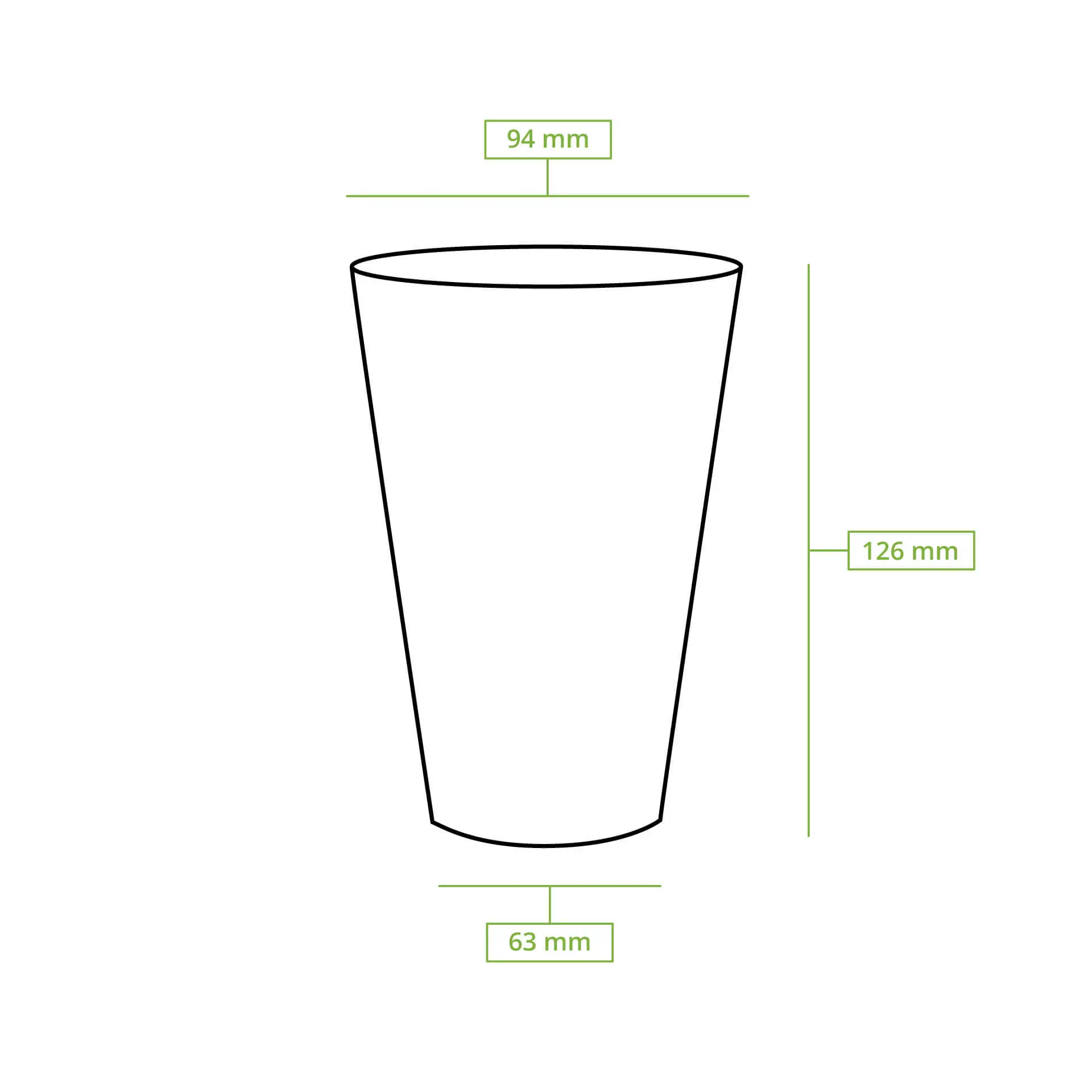 Gobelet plastique, transparent en PLA 40 cl / 16 oz, Ø 95 mm