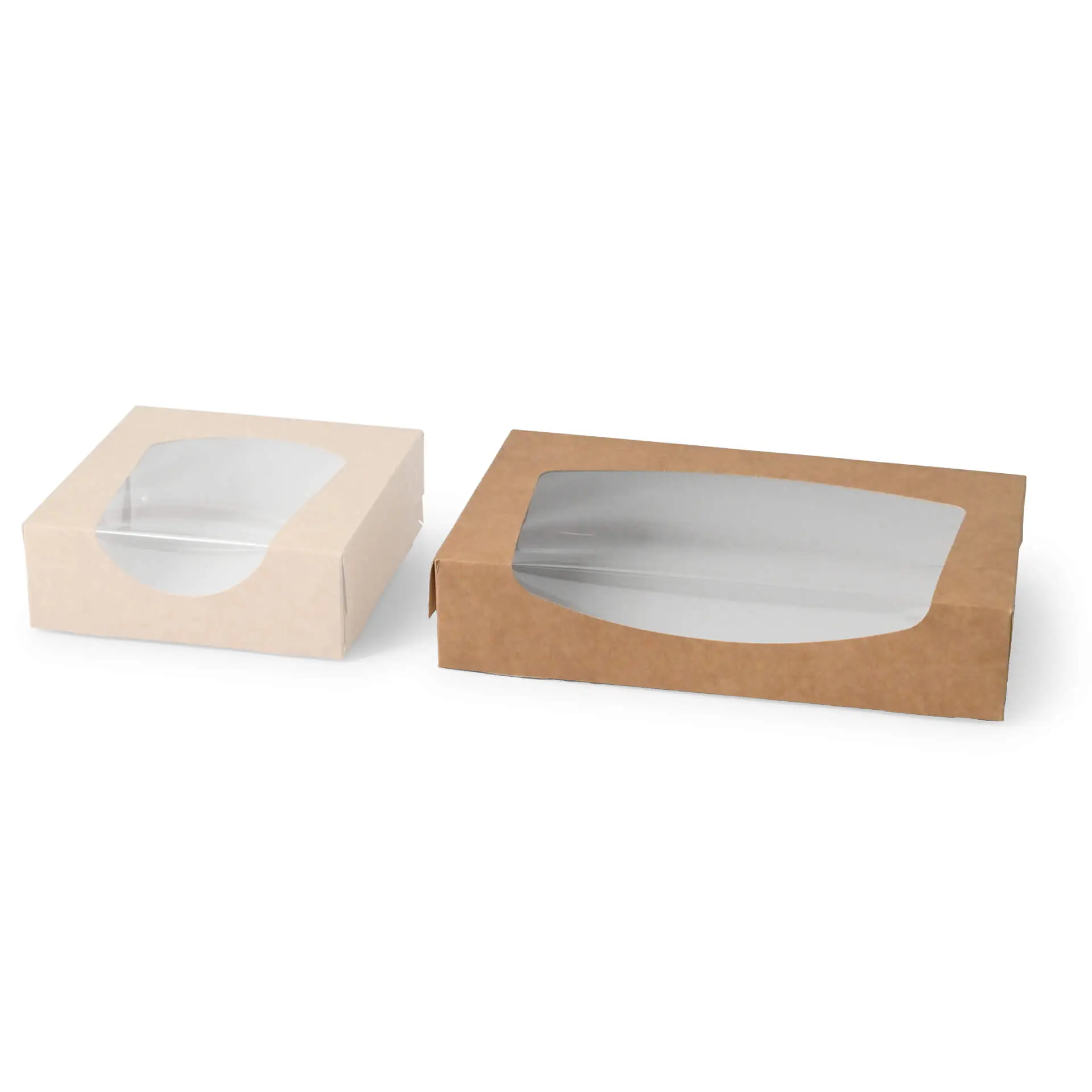 Boîtes à fenêtre en carton 20 x 12 x 4 cm, 900 ml, fenêtre en cellulose, extérieur brun, intérieur blanc, pliables