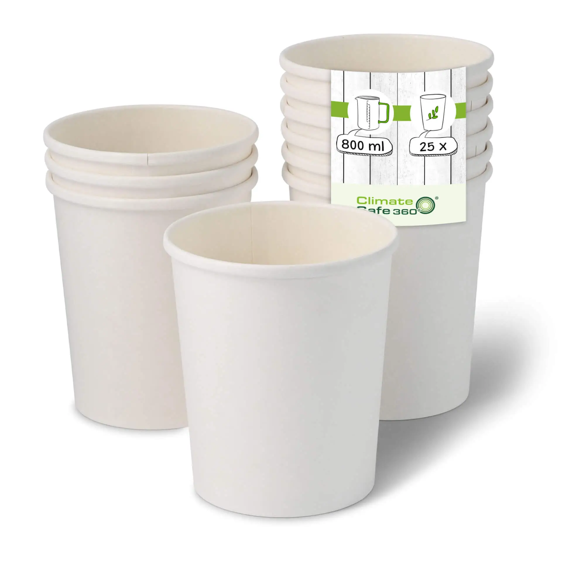 Pot premium en carton blanc, 800 ml / 32 oz, Ø 115 mm