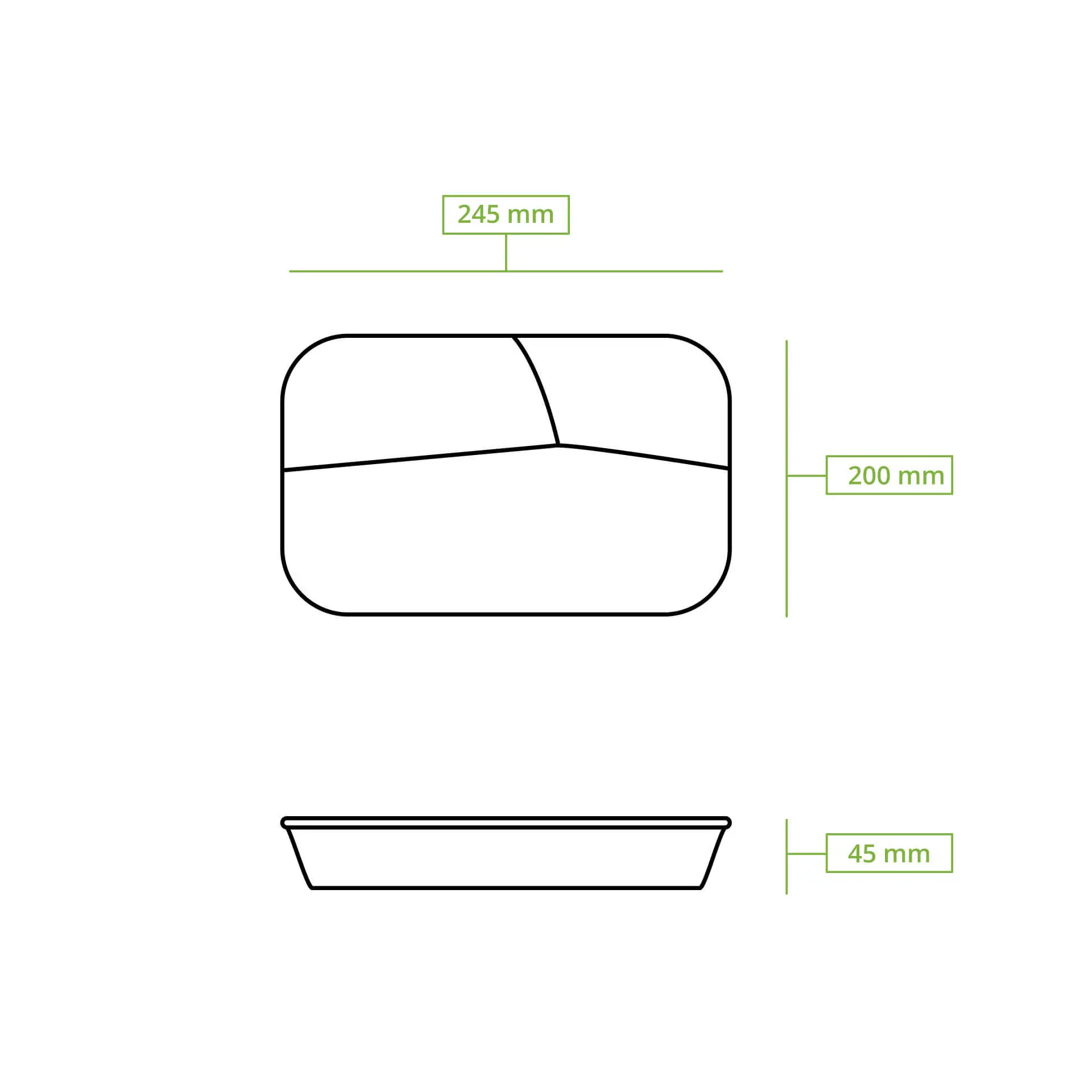 Contenant réutilisable "merways Box" épinard / vert foncé, 24,5 x 20 x 4,5 cm, 3 compartiments, HP4/3