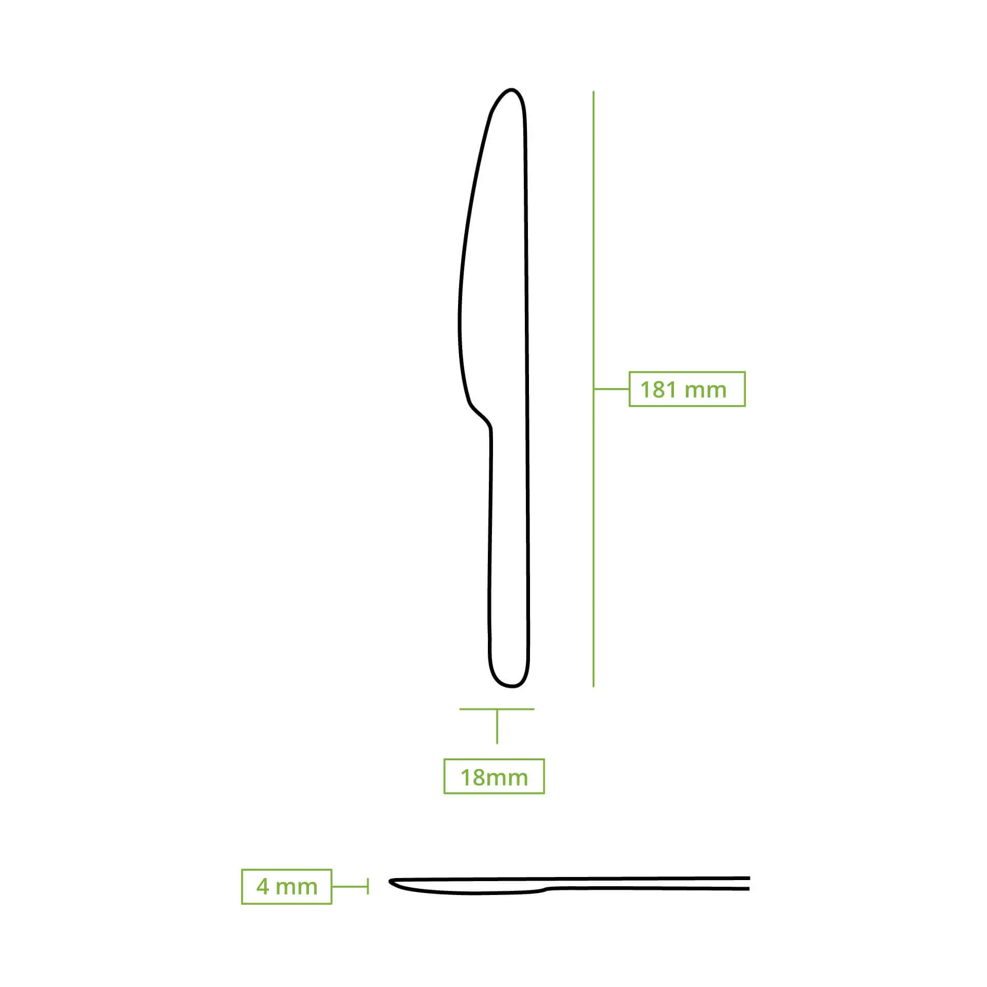 Couteaux réutilisables "merways Cutlery" 18 cm, naturel