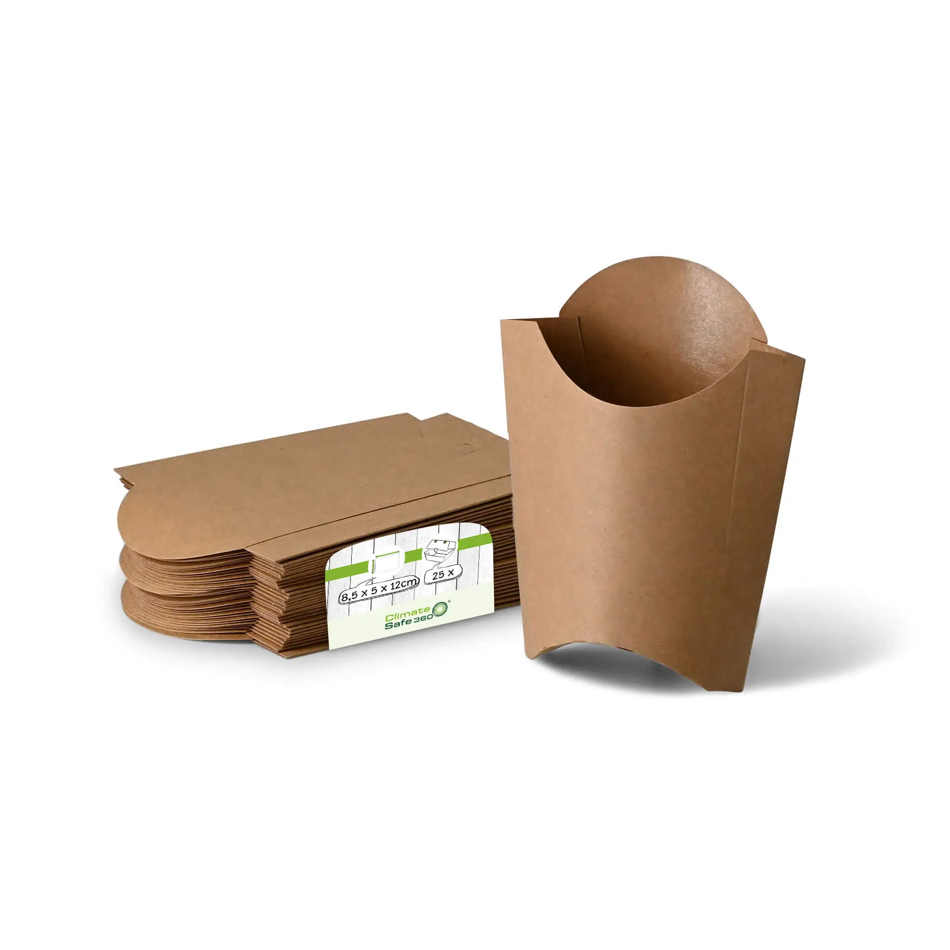 Barquette carton pour frites 8,5 x 5 x 12 cm, marron