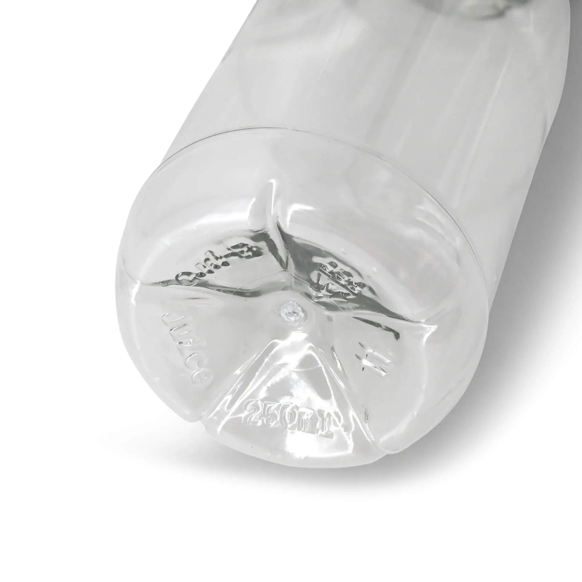 Bouteille en rPET 250 ml, transparente, bouchon blanc