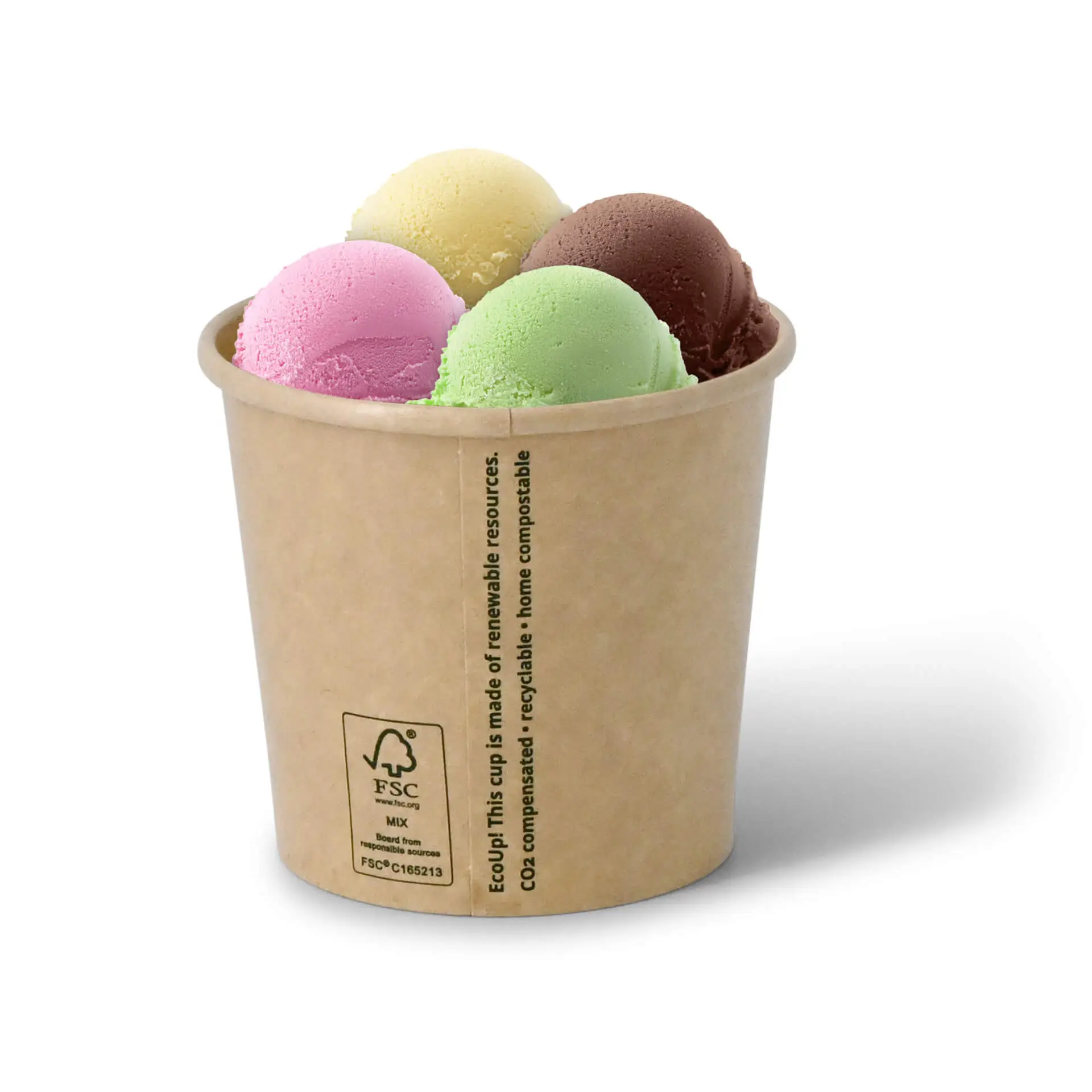 Pot à glace en carton L, 10 oz, max. 12 oz, Ø 92 mm, brun