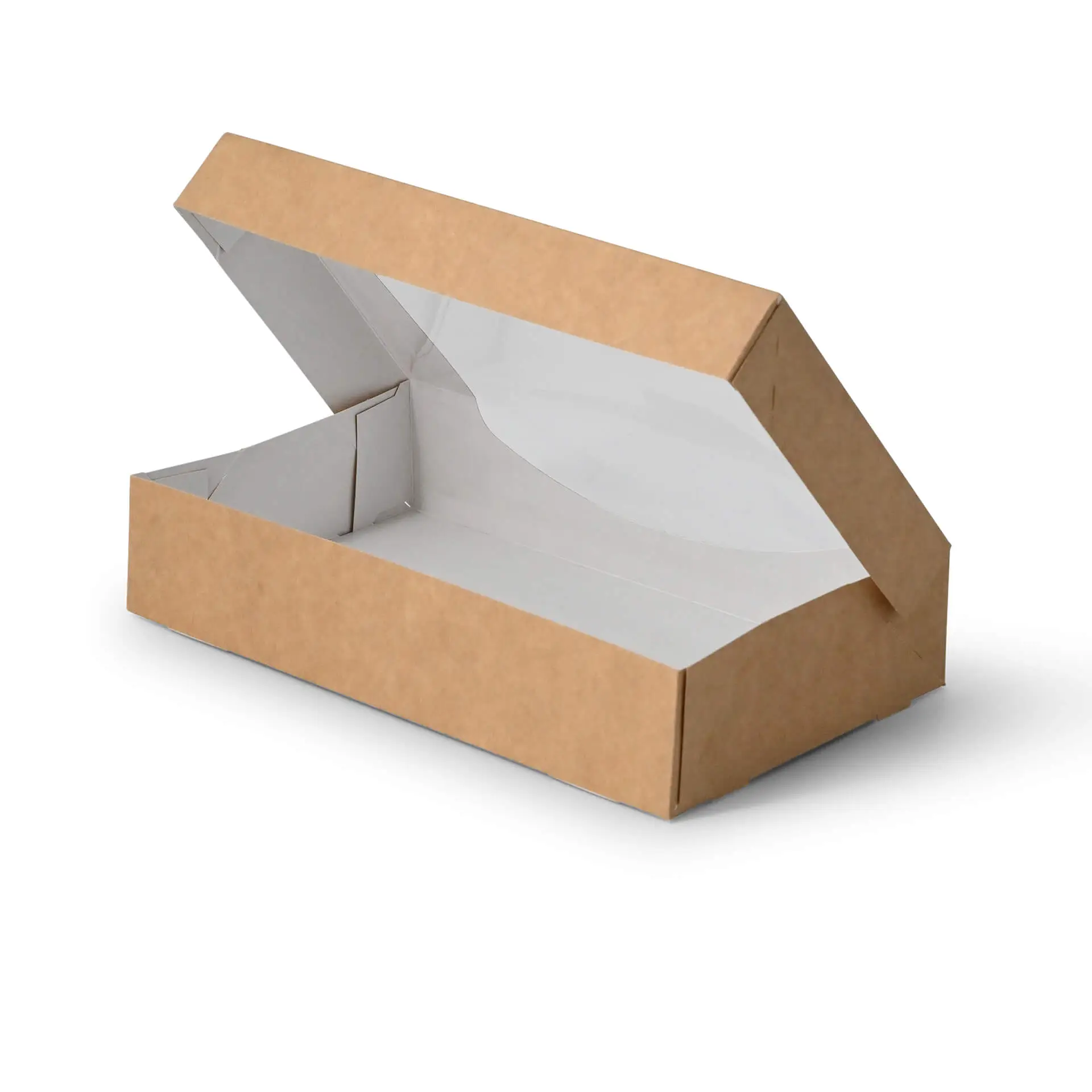 Boîtes à fenêtre en carton 20 x 12 x 4 cm, 900 ml, fenêtre en cellulose, extérieur brun, intérieur blanc, pliables