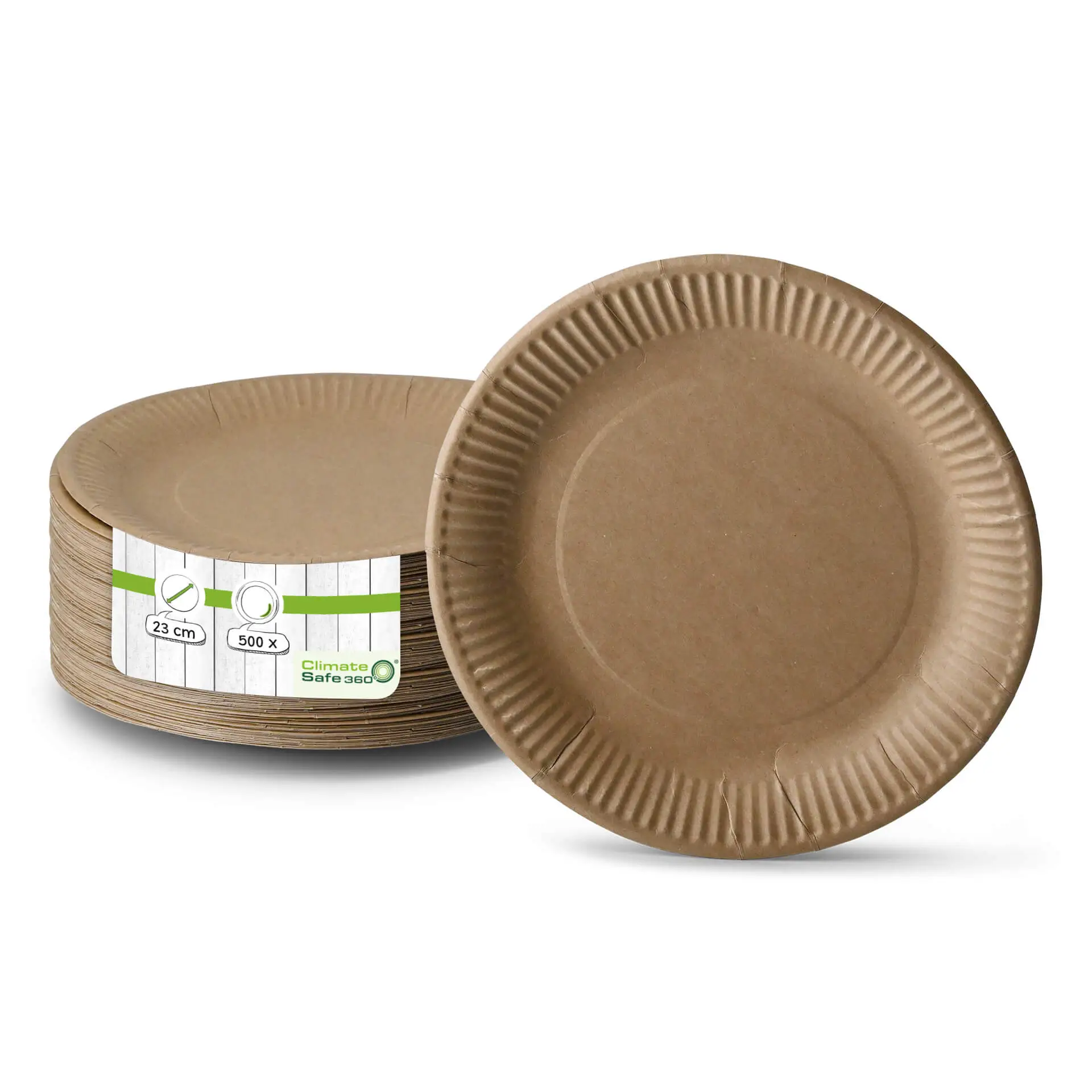 Assiette en carton Ø 23 cm, brun, ronde