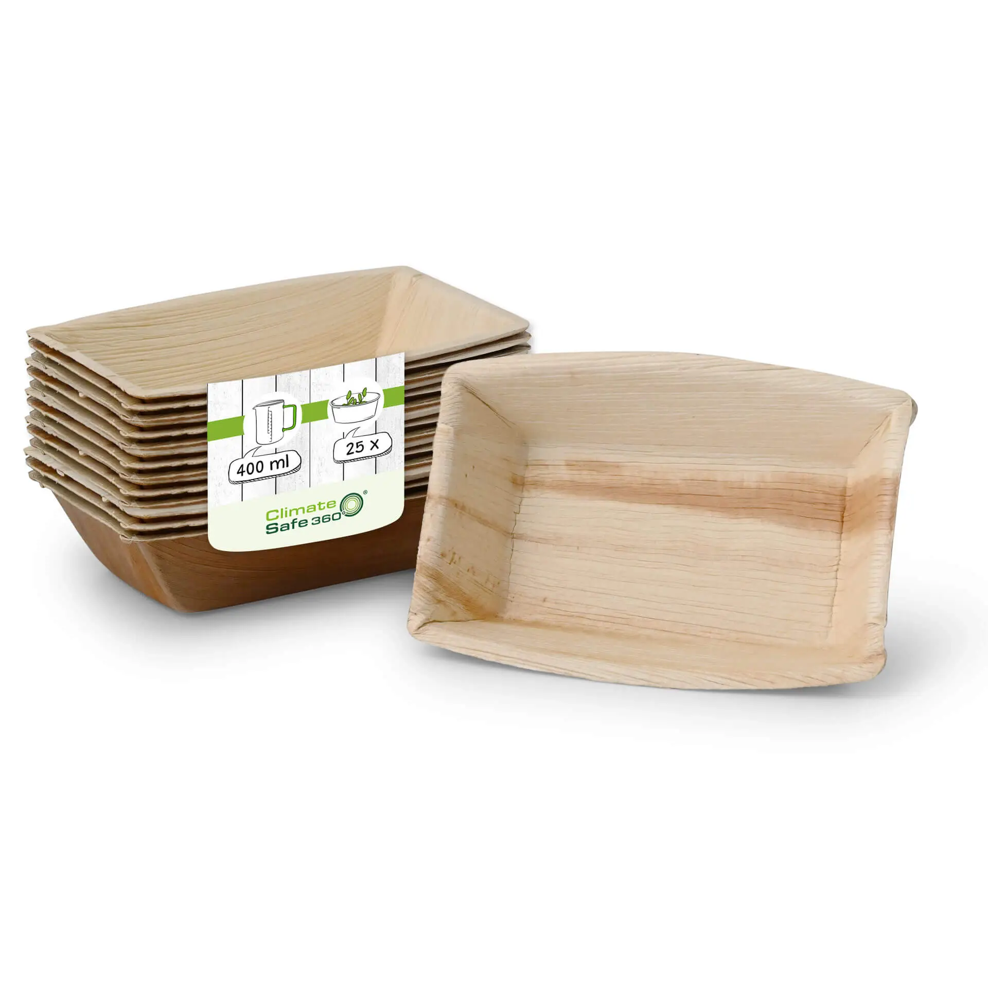 Bol en Feuille de Palmier "Palmware®" 400 ml, rectangulaires