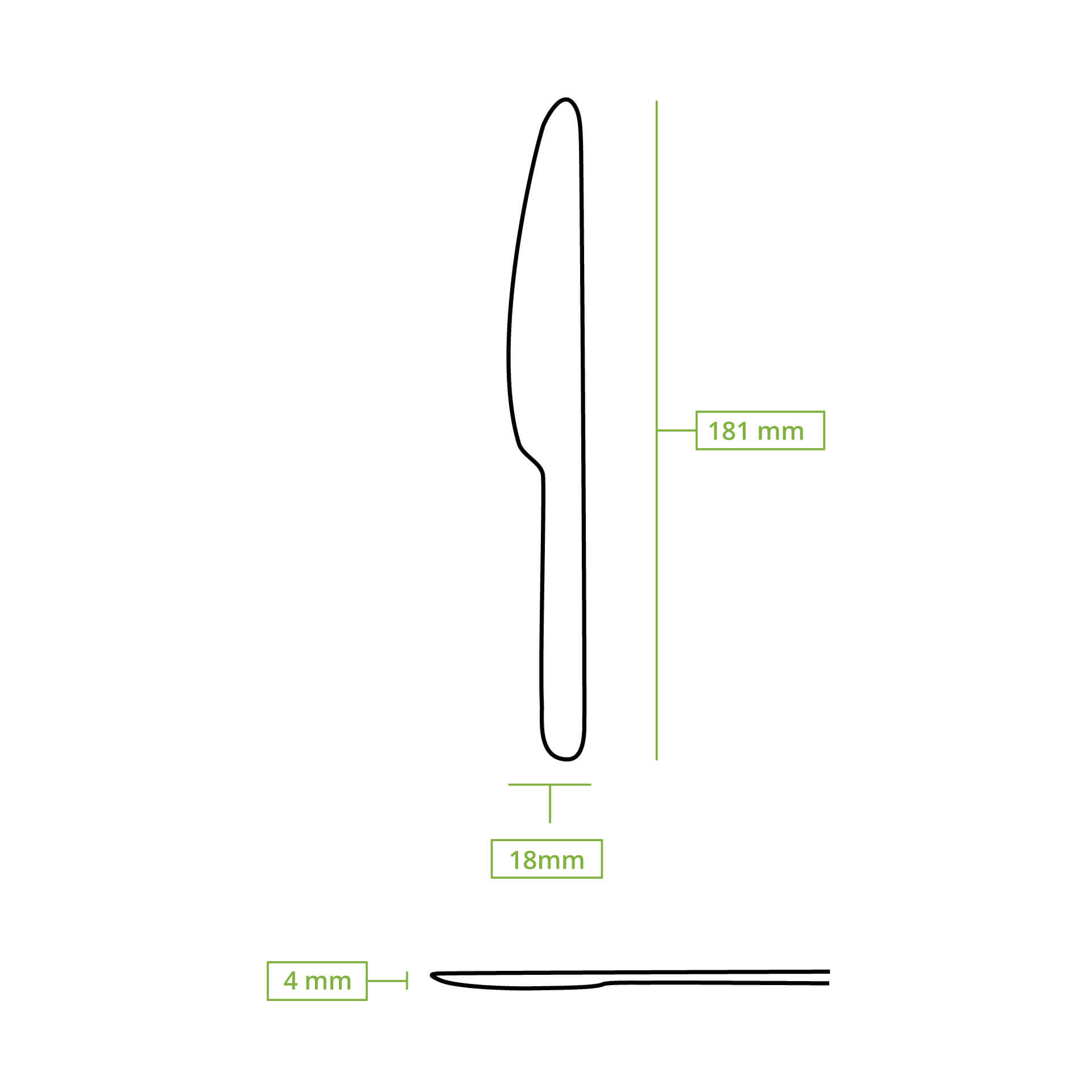 Mehrweg Messer "merways Cutlery" 18 cm, natur