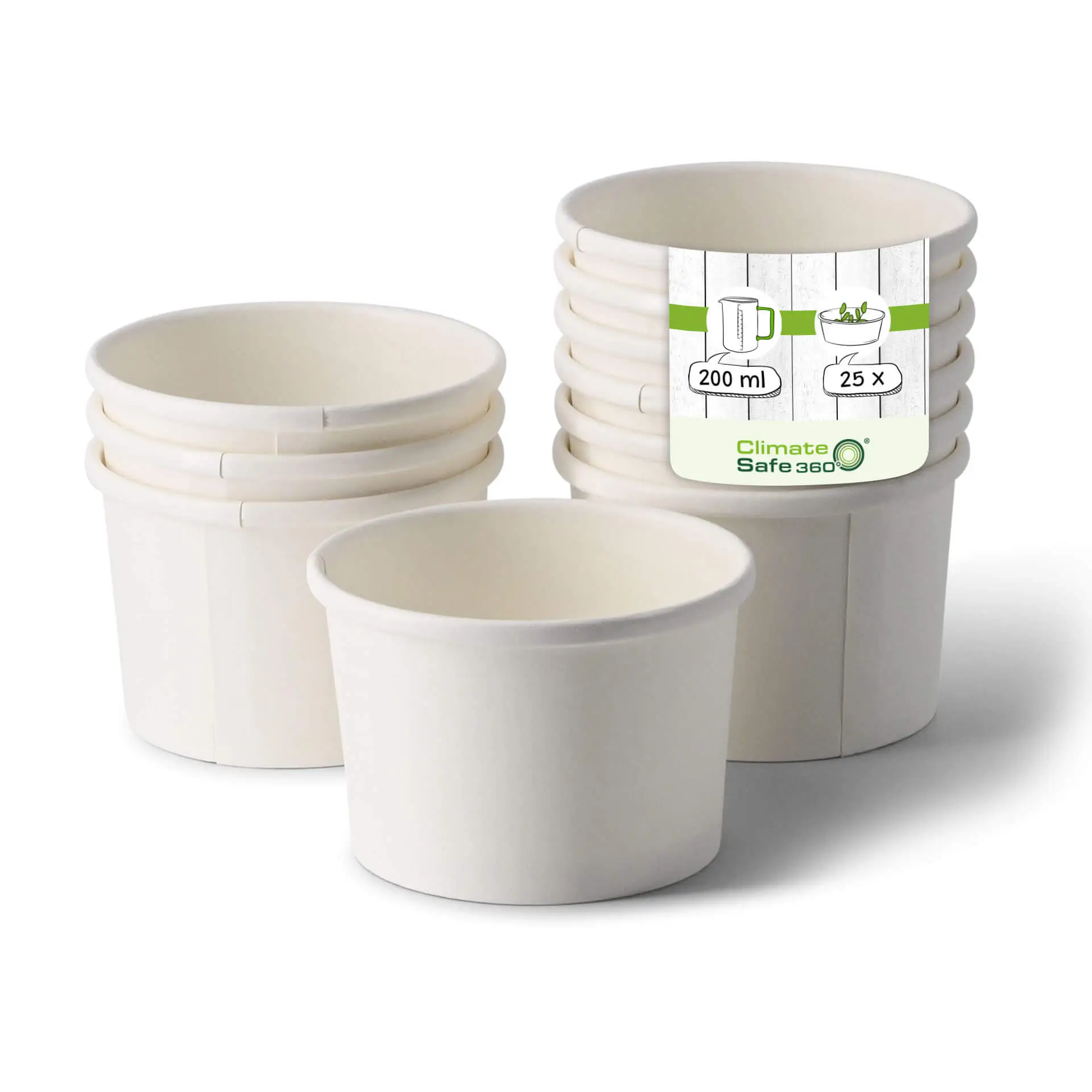 Pot premium en carton blanc, 200 ml / 8 oz, Ø 90 mm