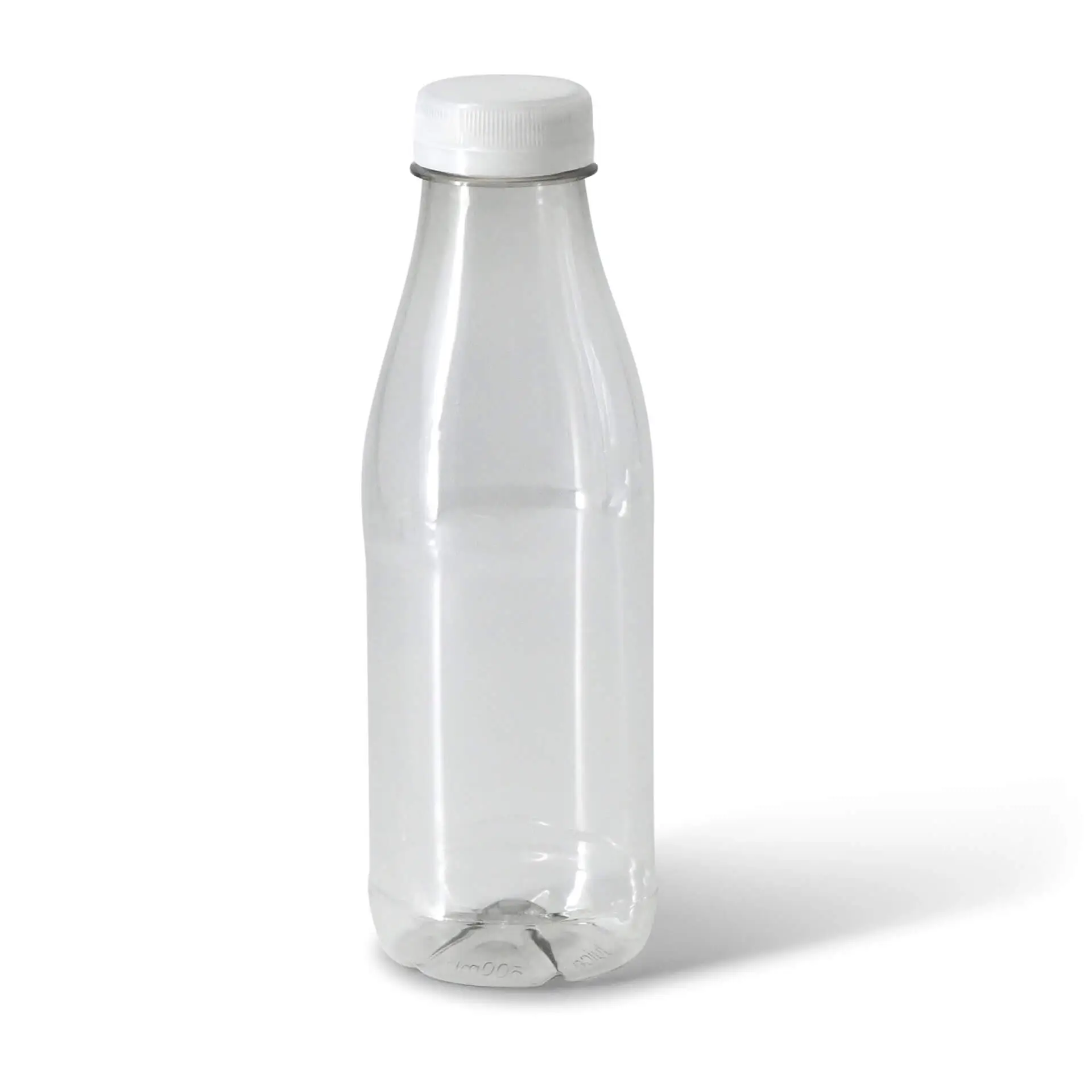 Bouteille en rPET  500 ml, transparente, bouchon blanc