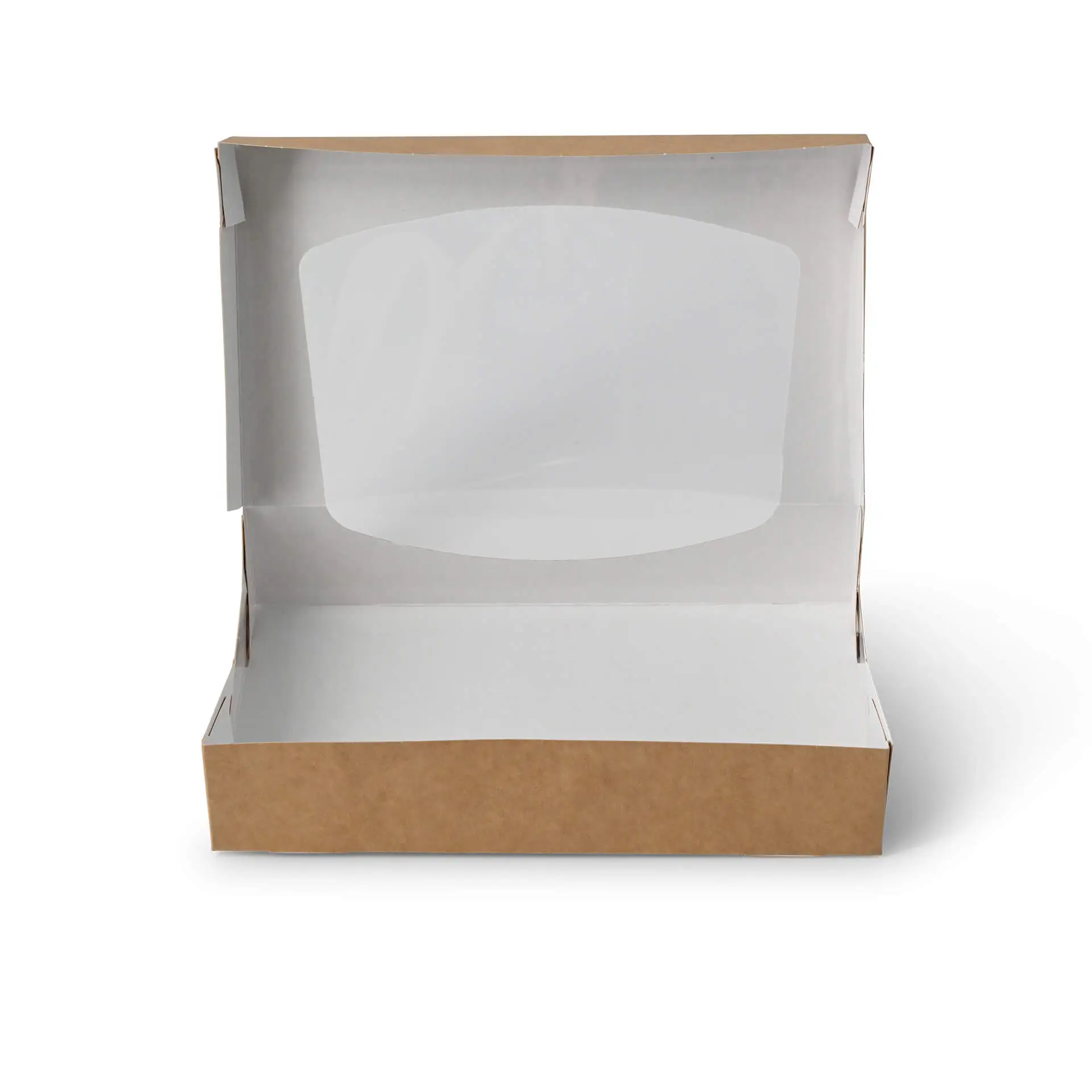 Boîtes à fenêtre en carton 20 x 12 x 4 cm, 900 ml, fenêtre en cellulose, extérieur brun, intérieur blanc, pliables