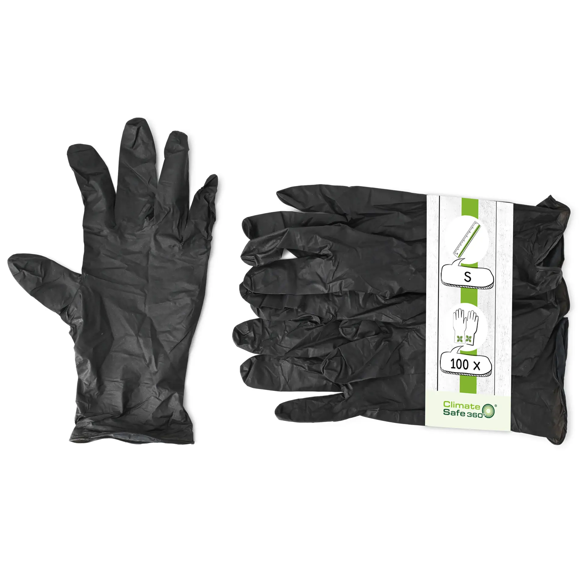 Gants en nitrile, noirs, taille S, sans poudre