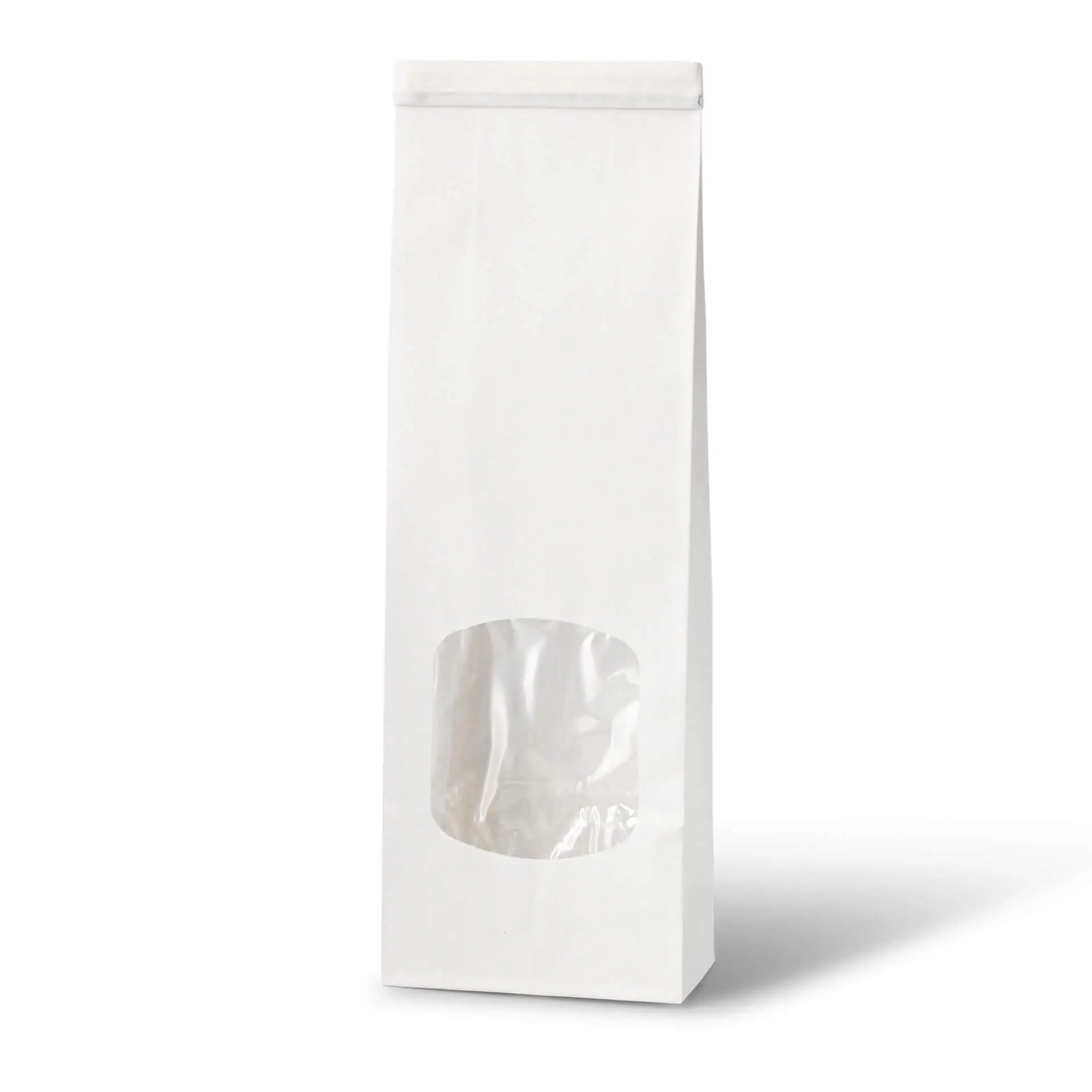 Sac SOS kraft blanc S, fenêtre PP et fermeture, 9 x 4,5 x 26 cm