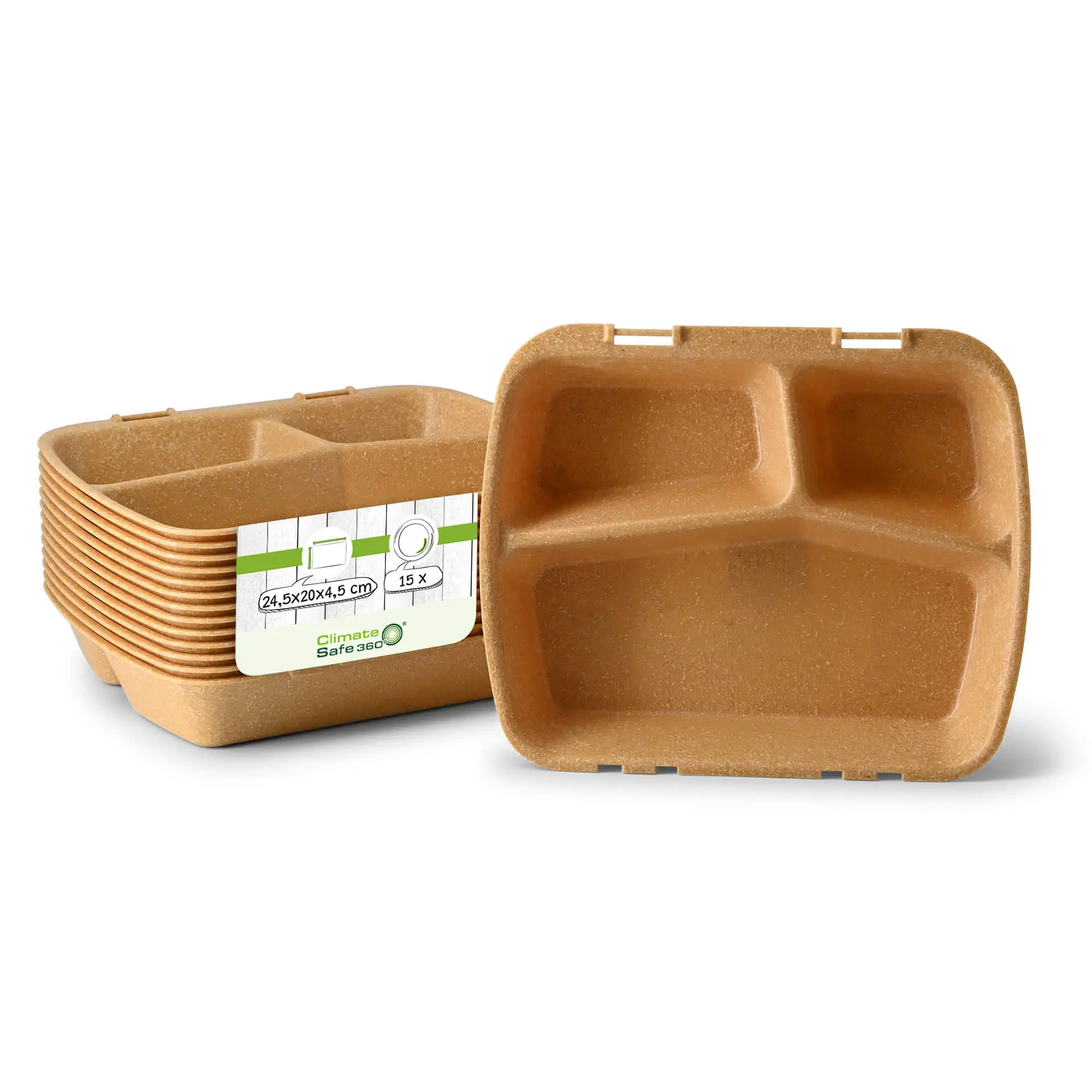 Contenant réutilisable "merways Box" caramel / brun, 24,5 x 20 x 4,5 cm, 3 compartiments, HP4/3