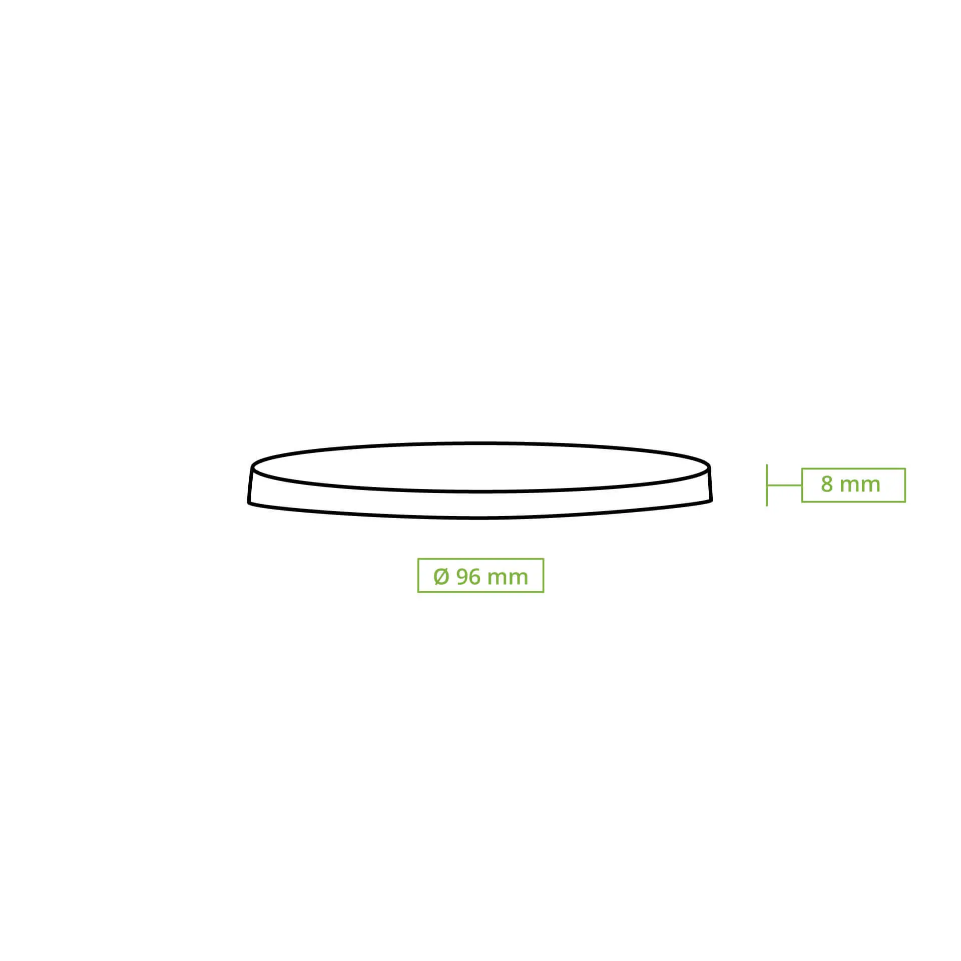 Couvercle plat en PLA avec trou, Ø 96 mm