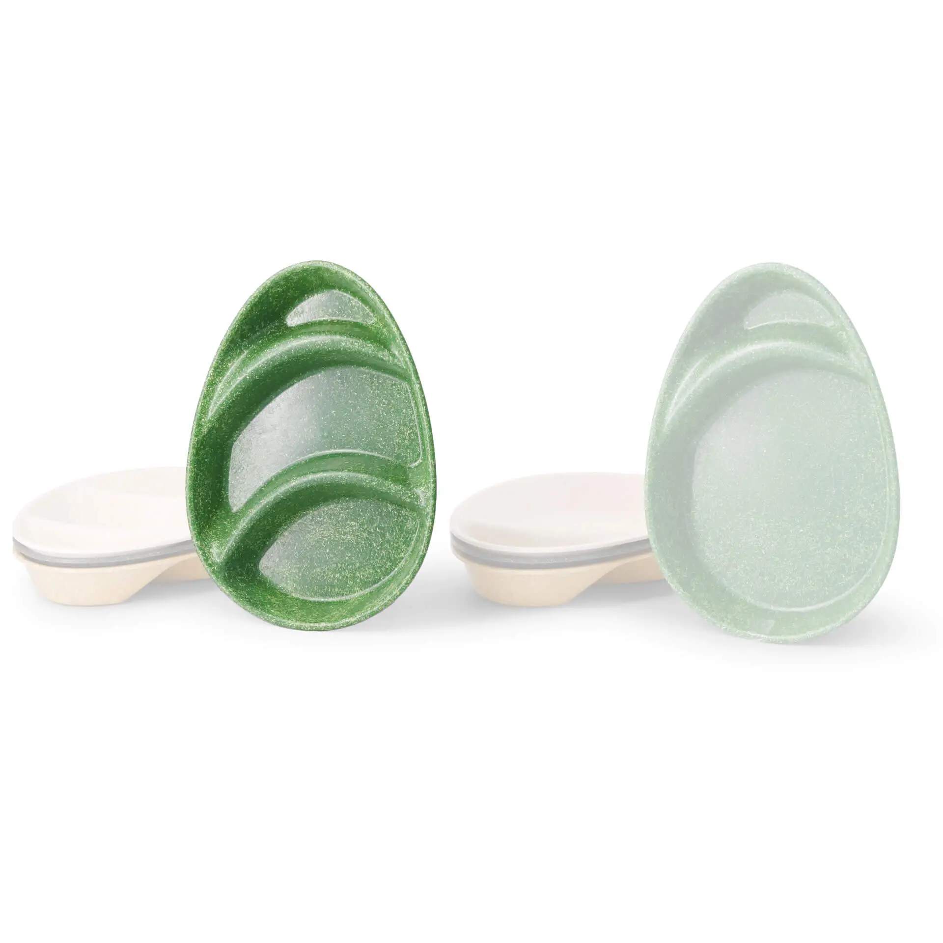 Assiette ovale réutilisable "merways Plate" 27,5 x 20 x 3,5 cm, 3 compartiments, épinards / vert foncé