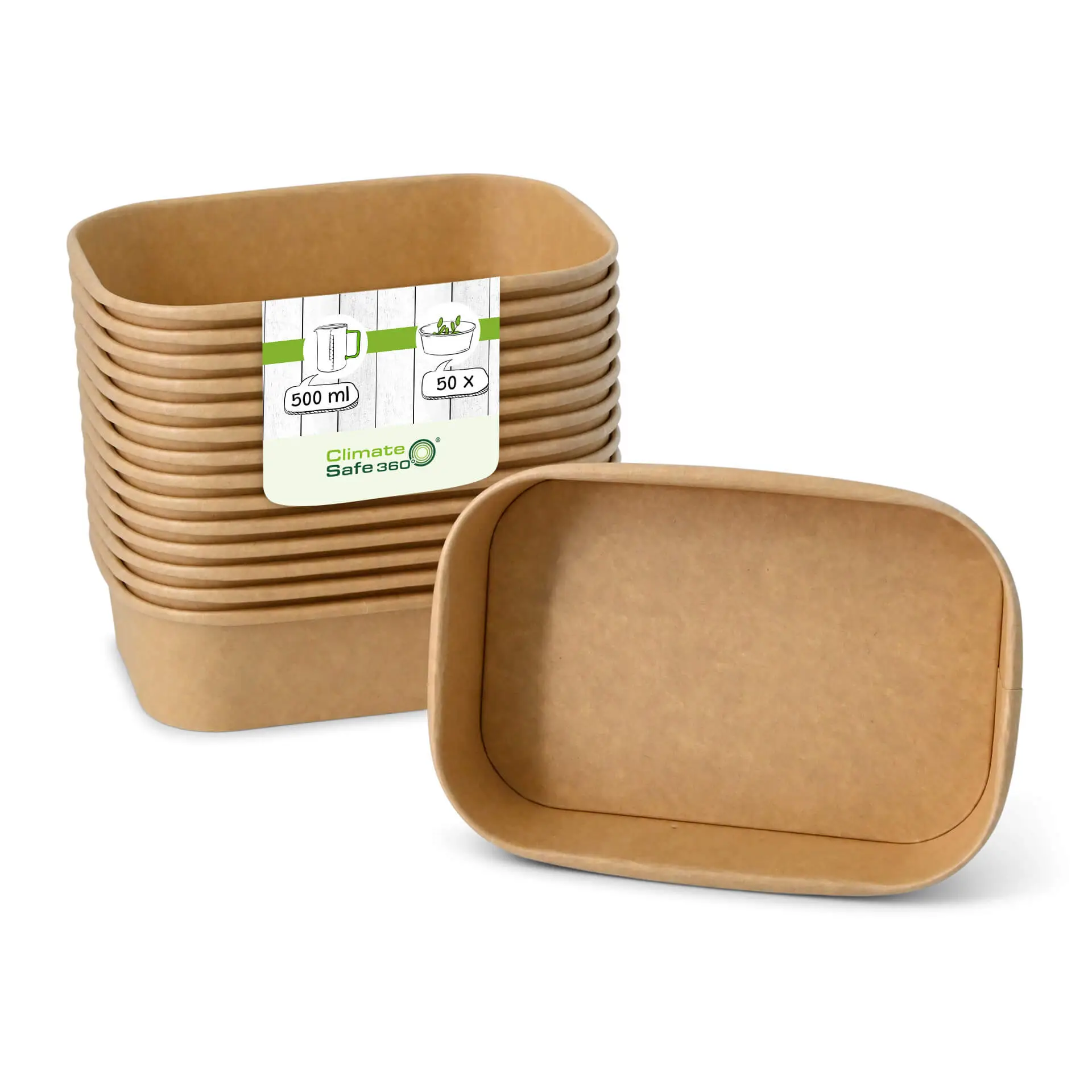 Barquettes en carton 500 ml, 17,5 x 12,5 x 4 cm, marron, rectangulaires