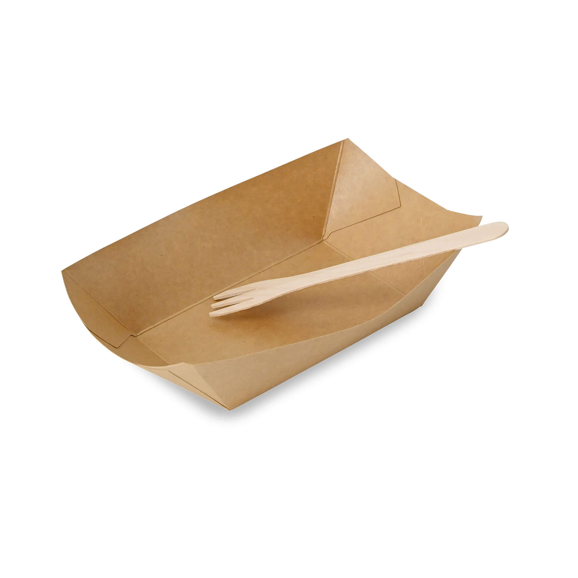 Karton-Snack-Schalen 800 ml, 21,5 x 16 x 5 cm, braun