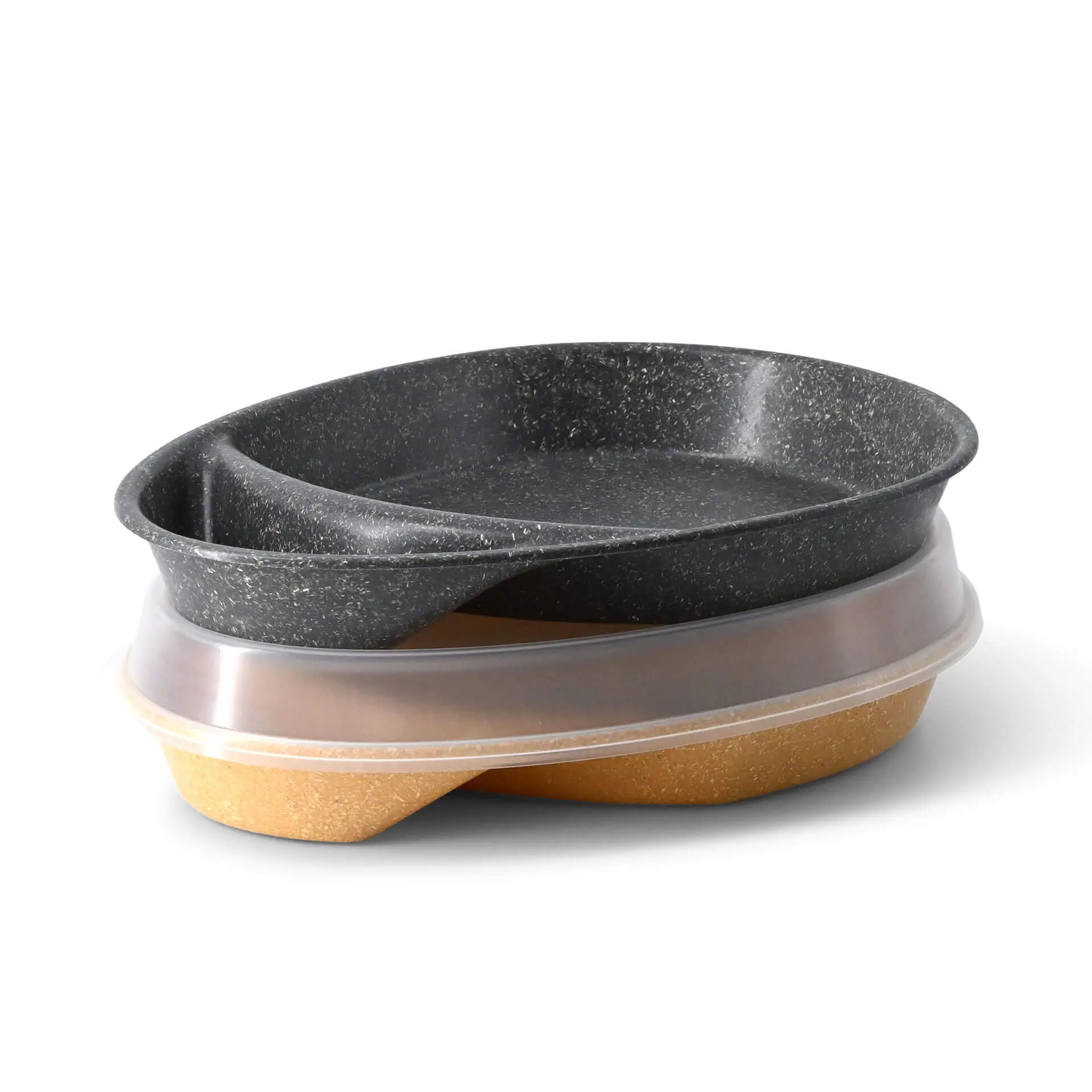 Assiette repas réutilisable « merways Plate » poivre / gris 27,5 x 20 x 3,5 cm, 2 compartiments, ovale