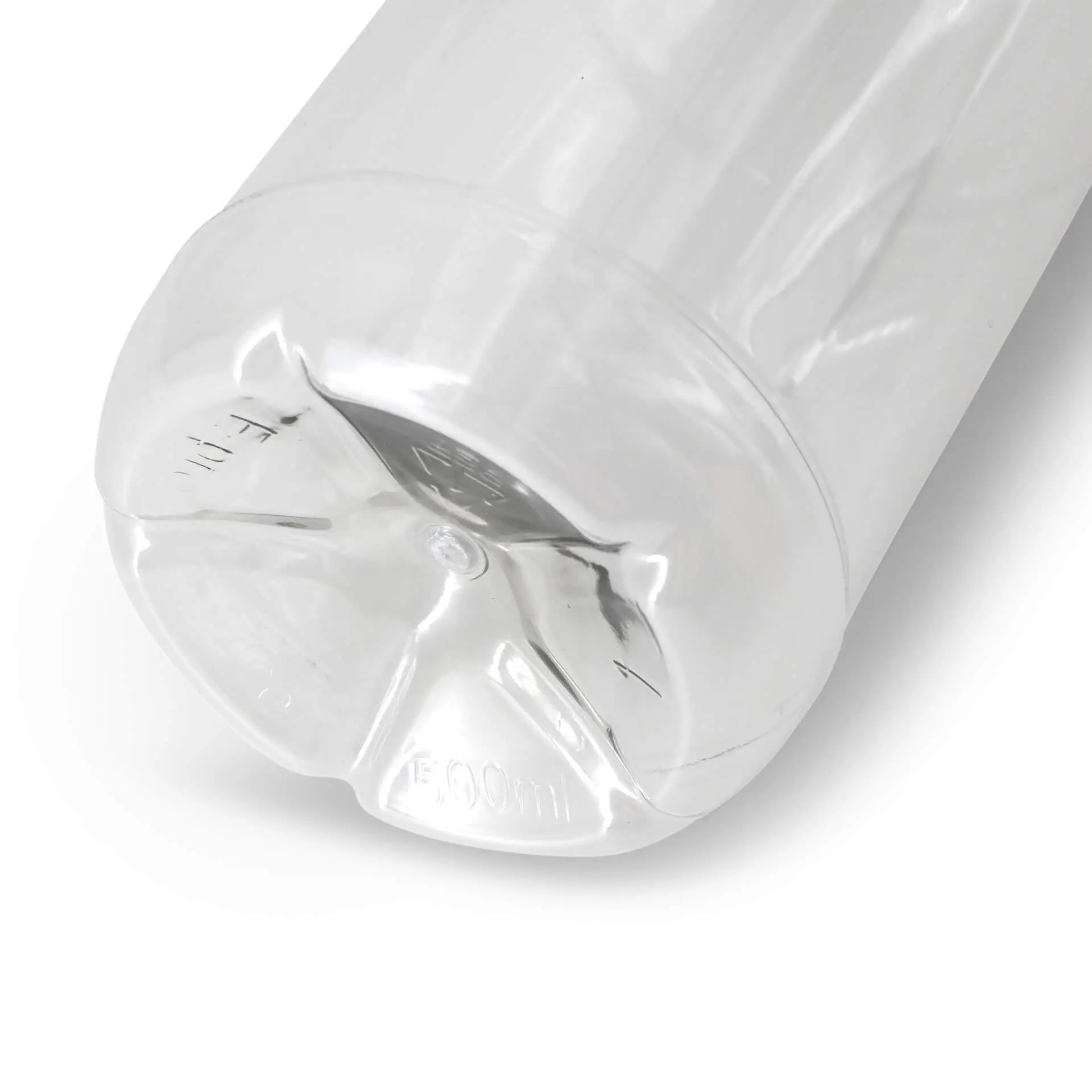 Bouteille en rPET  500 ml, transparente, bouchon blanc