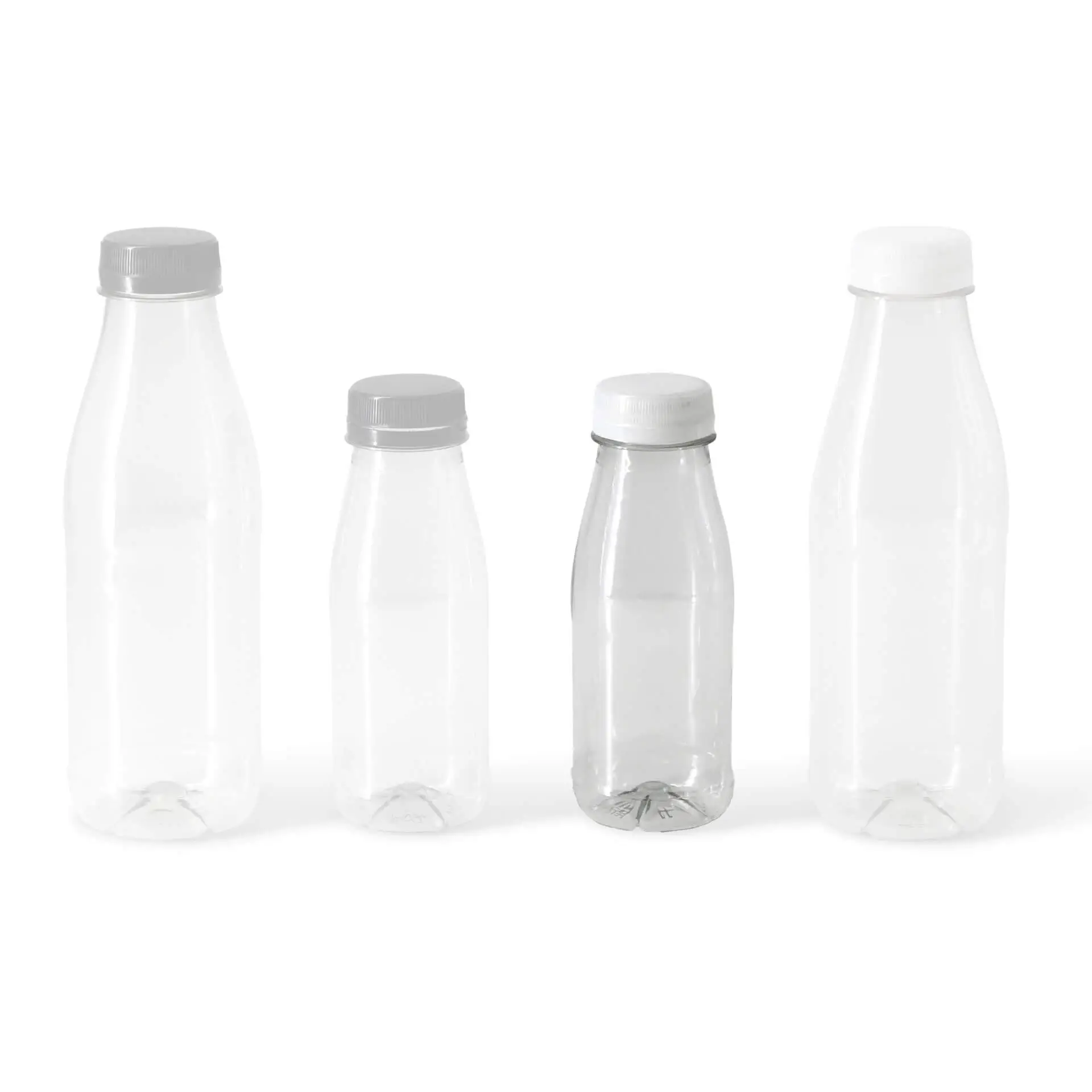 Bouteille en rPET 250 ml, transparente, bouchon blanc