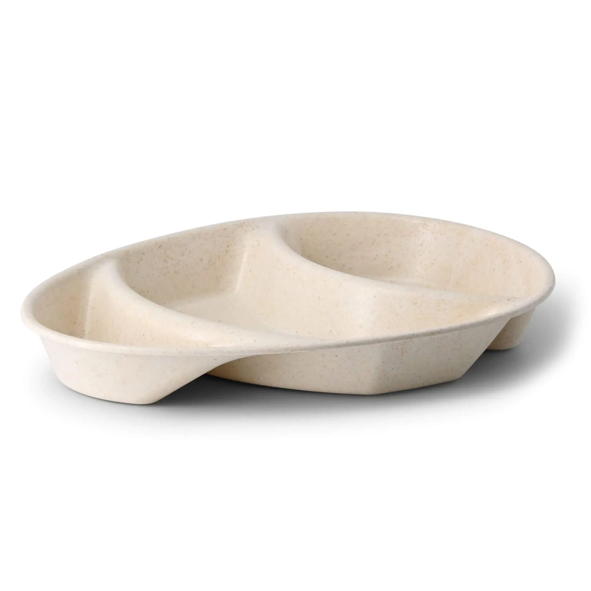 Assiette ovale réutilisable "merways Plate" 27,5 x 20 x 3,5 cm, 3 compartiments, cajou / blanc crème